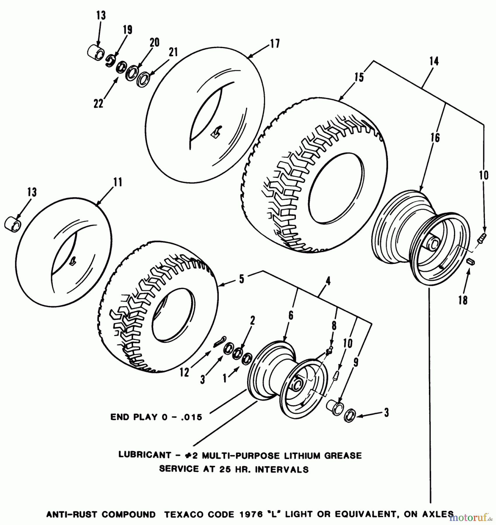  Toro Neu Mowers, Lawn & Garden Tractor Seite 1 32-120EA1 (212-H)- Toro 212-H Tractor, 1991 (1000001-1999999) WHEELS AND TIRES