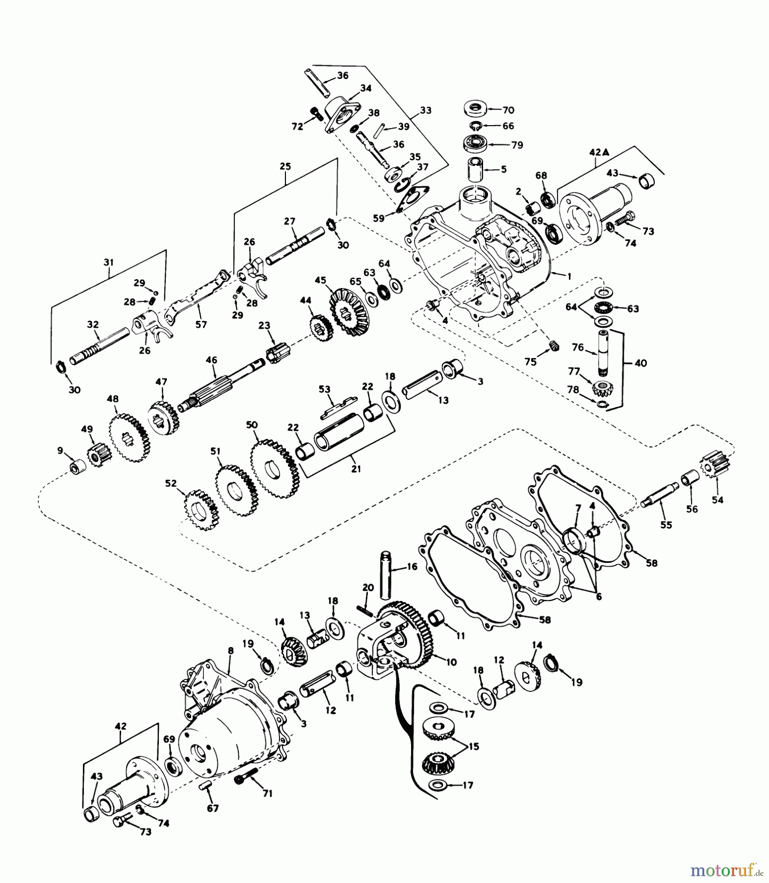  Toro Neu Mowers, Lawn & Garden Tractor Seite 1 55051 (800) - Toro 800 Electric Lawn Tractor, 1970 (0000001-0999999) TRANSAXLE MODEL NO. 615 PARTS LIST