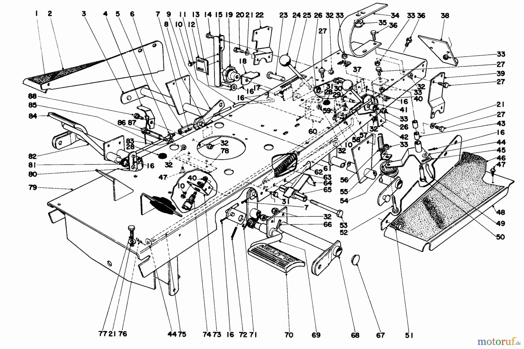  Toro Neu Mowers, Lawn & Garden Tractor Seite 1 55166 (880) - Toro 880 Electric Tractor, 1972 (2000001-2999999) FRAME ASSEMBLY