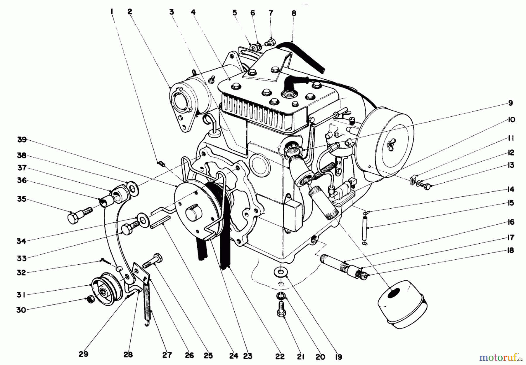  Toro Neu Mowers, Lawn & Garden Tractor Seite 1 55302 (950) - Toro 950 Suburban Lawn Tractor, 1969 (9000001-9999999) ENGINE ASSEMBLY