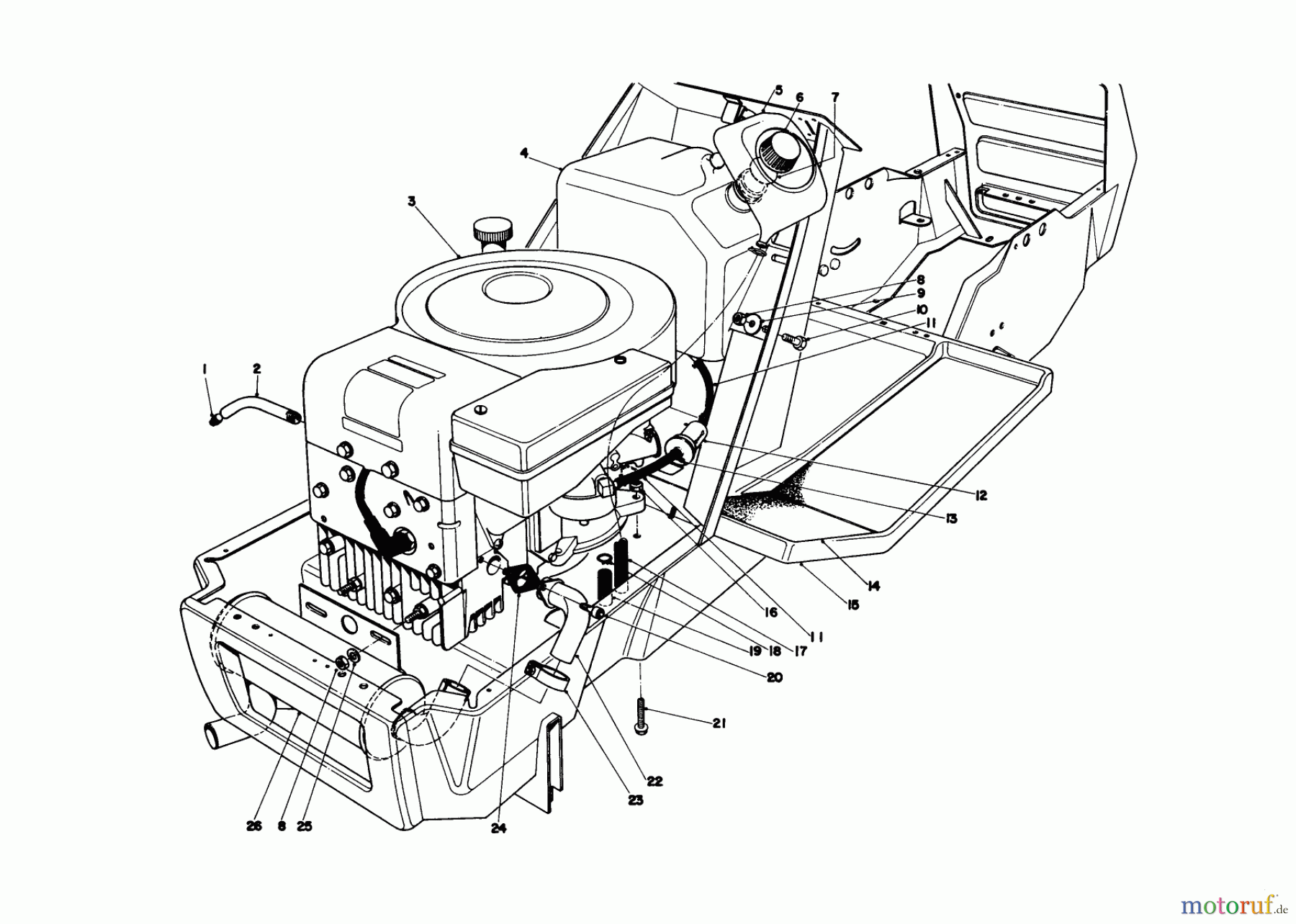  Toro Neu Mowers, Lawn & Garden Tractor Seite 1 57300 (8-32) - Toro 8-32 Front Engine Rider, 1979 (9000001-9999999) ENGINE ASSEMBLY MODEL 57300