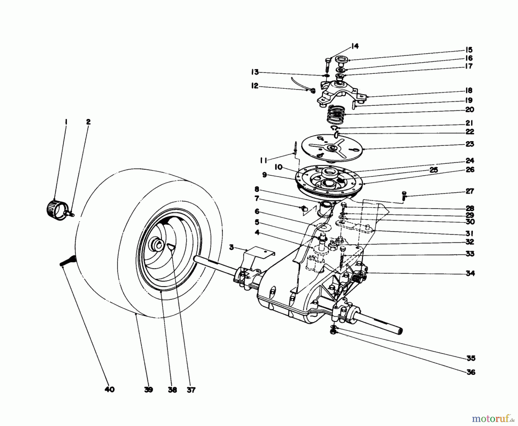  Toro Neu Mowers, Lawn & Garden Tractor Seite 1 57300 (8-32) - Toro 8-32 Front Engine Rider, 1979 (9000001-9999999) TRANSAXLE & CLUTCH ASSEMBLY