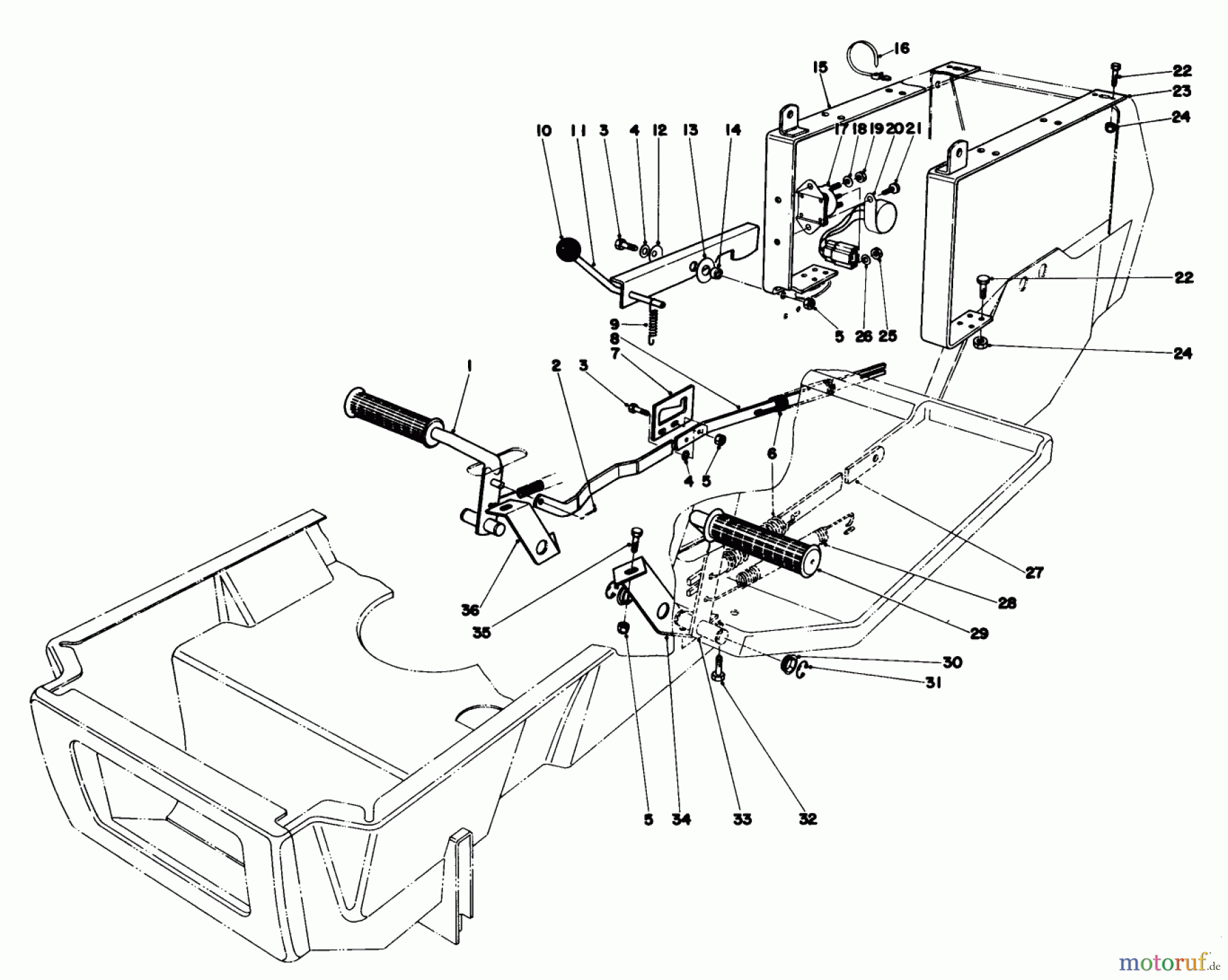  Toro Neu Mowers, Lawn & Garden Tractor Seite 1 57360 (11-32) - Toro 11-32 Lawn Tractor, 1981 (1000001-1999999) BRAKE & CLUTCH PEDAL ASSEMBLY