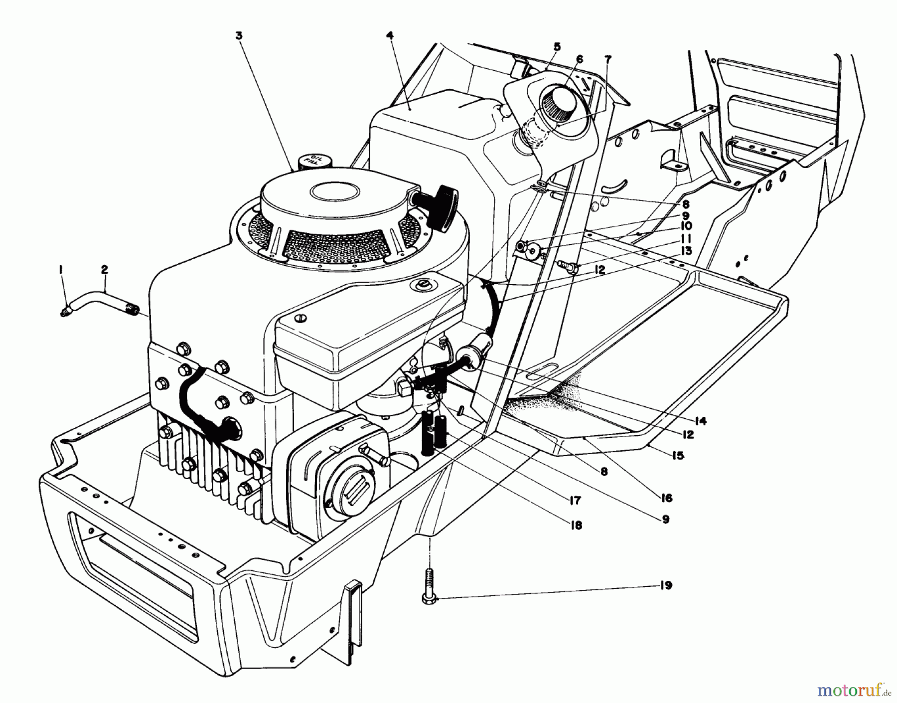  Toro Neu Mowers, Lawn & Garden Tractor Seite 1 57375 - Toro 8 hp Front Engine Rider, 1979 (9000001-9999999) ENGINE ASSEMBLY