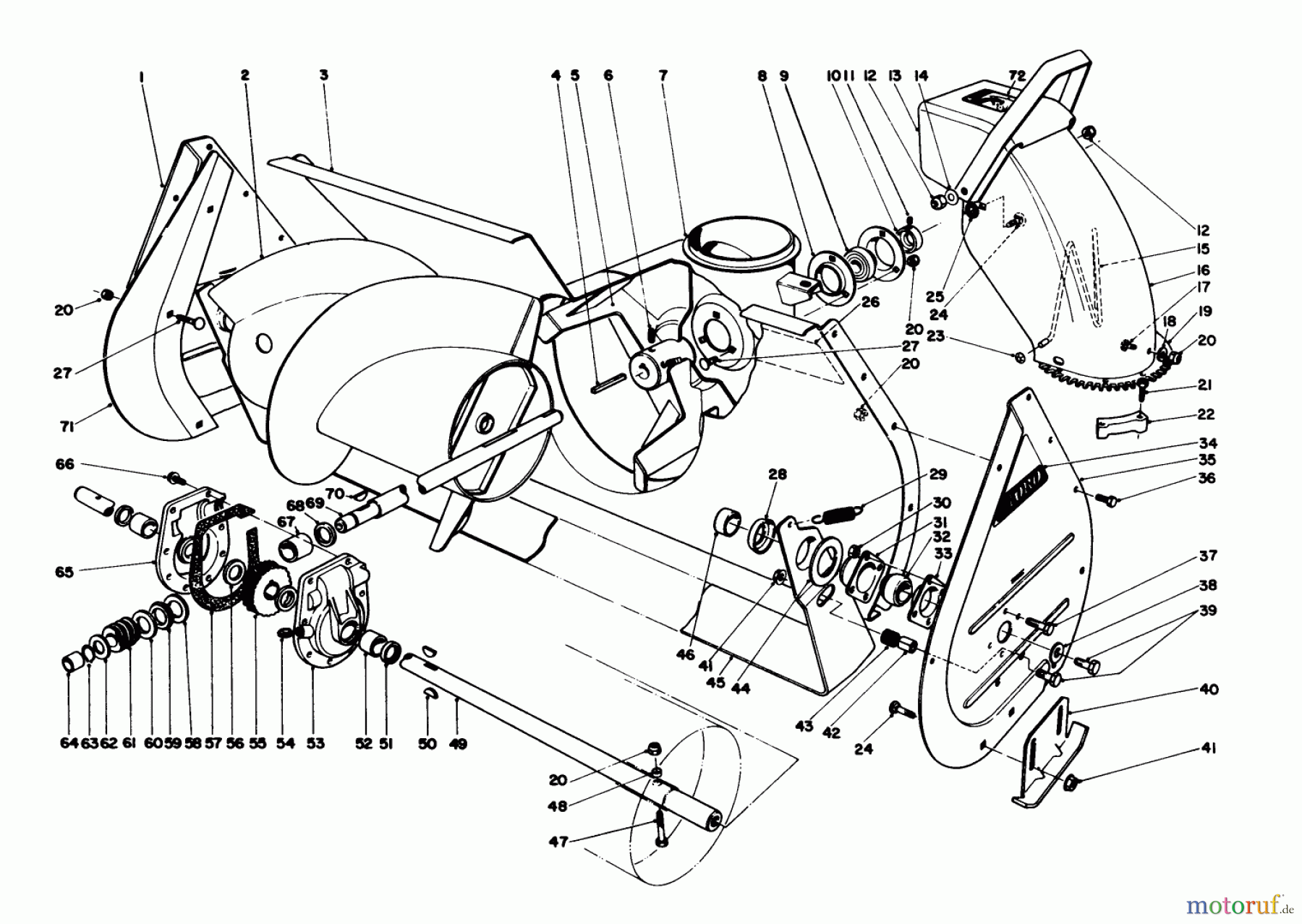  Toro Neu Mowers, Lawn & Garden Tractor Seite 1 57420 (12-44) - Toro 12 hp Electric Start Lawn Tractor, 1988 (8000001-8999999) AUGER ASSEMBLY 36