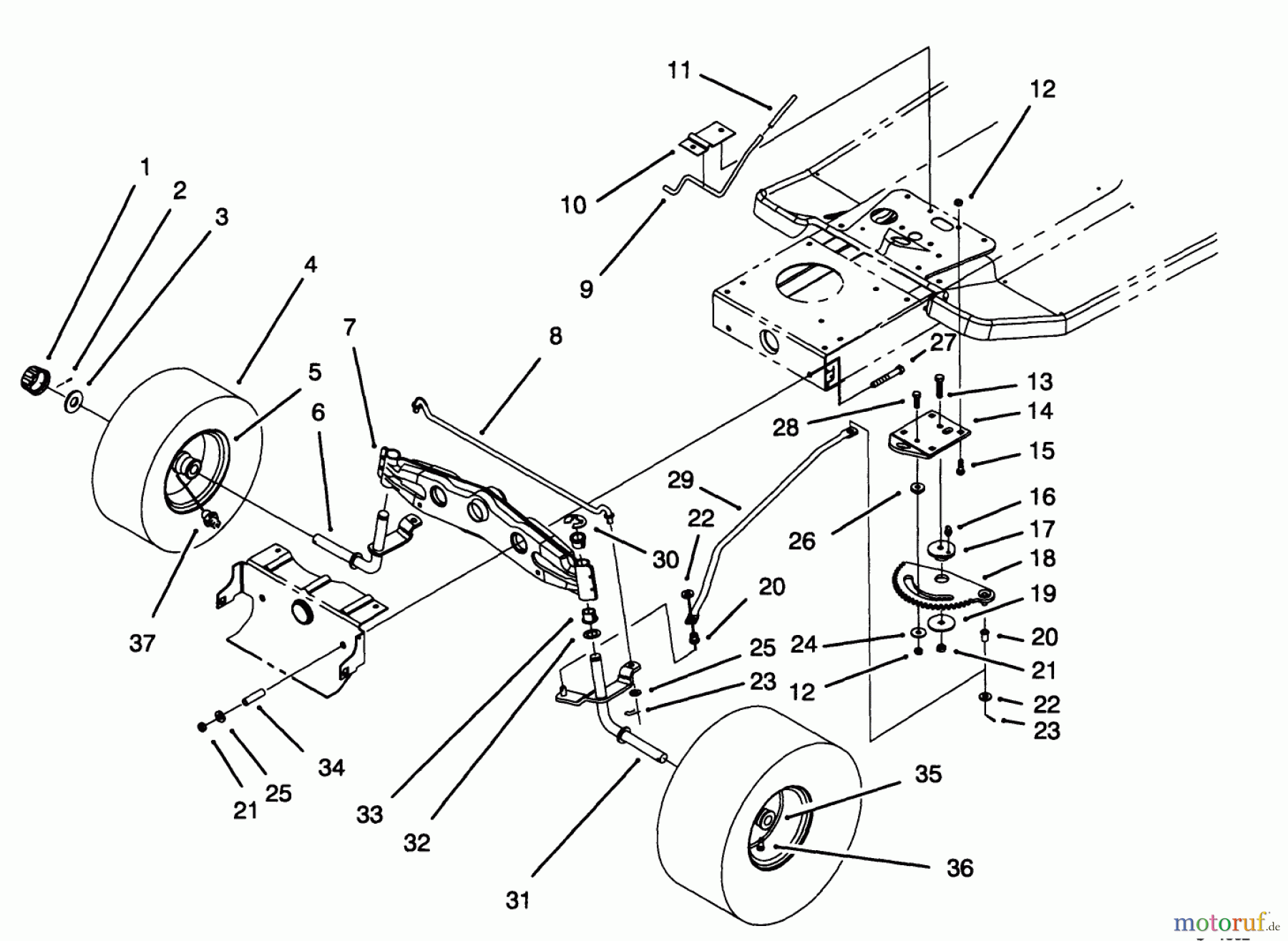  Toro Neu Mowers, Lawn & Garden Tractor Seite 1 71200 (12-32XL) - Toro 12-32XL Lawn Tractor, 1994 (4900001-4999999) FRONT AXLE ASSEMBLY