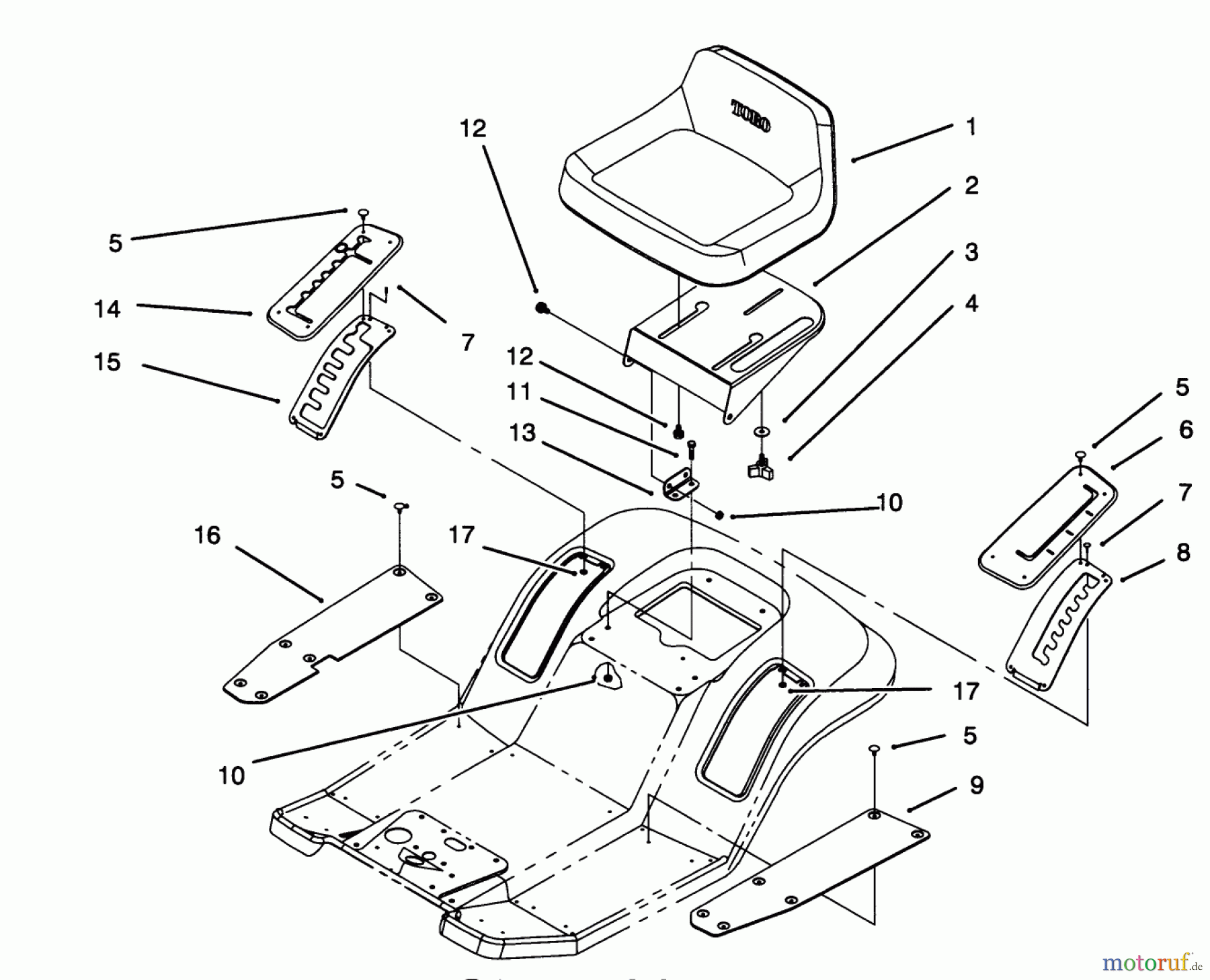  Toro Neu Mowers, Lawn & Garden Tractor Seite 1 71200 (12-32XL) - Toro 12-32XL Lawn Tractor, 1994 (4900001-4999999) SEAT ASSEMBLY