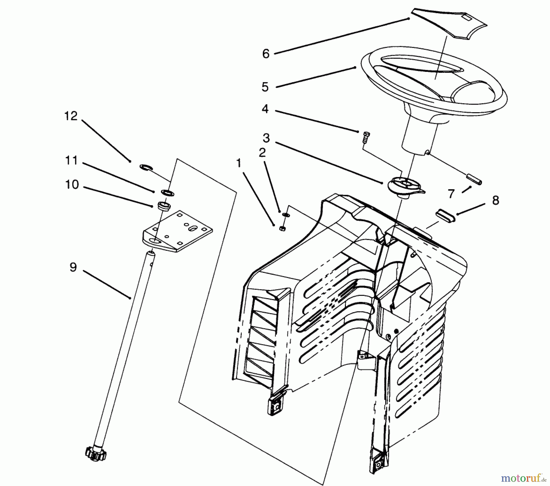  Toro Neu Mowers, Lawn & Garden Tractor Seite 1 71182 (12-32XL) - Toro 12-32XL Lawn Tractor, 1996 (6900001-6999999) STEERING ASSEMBLY