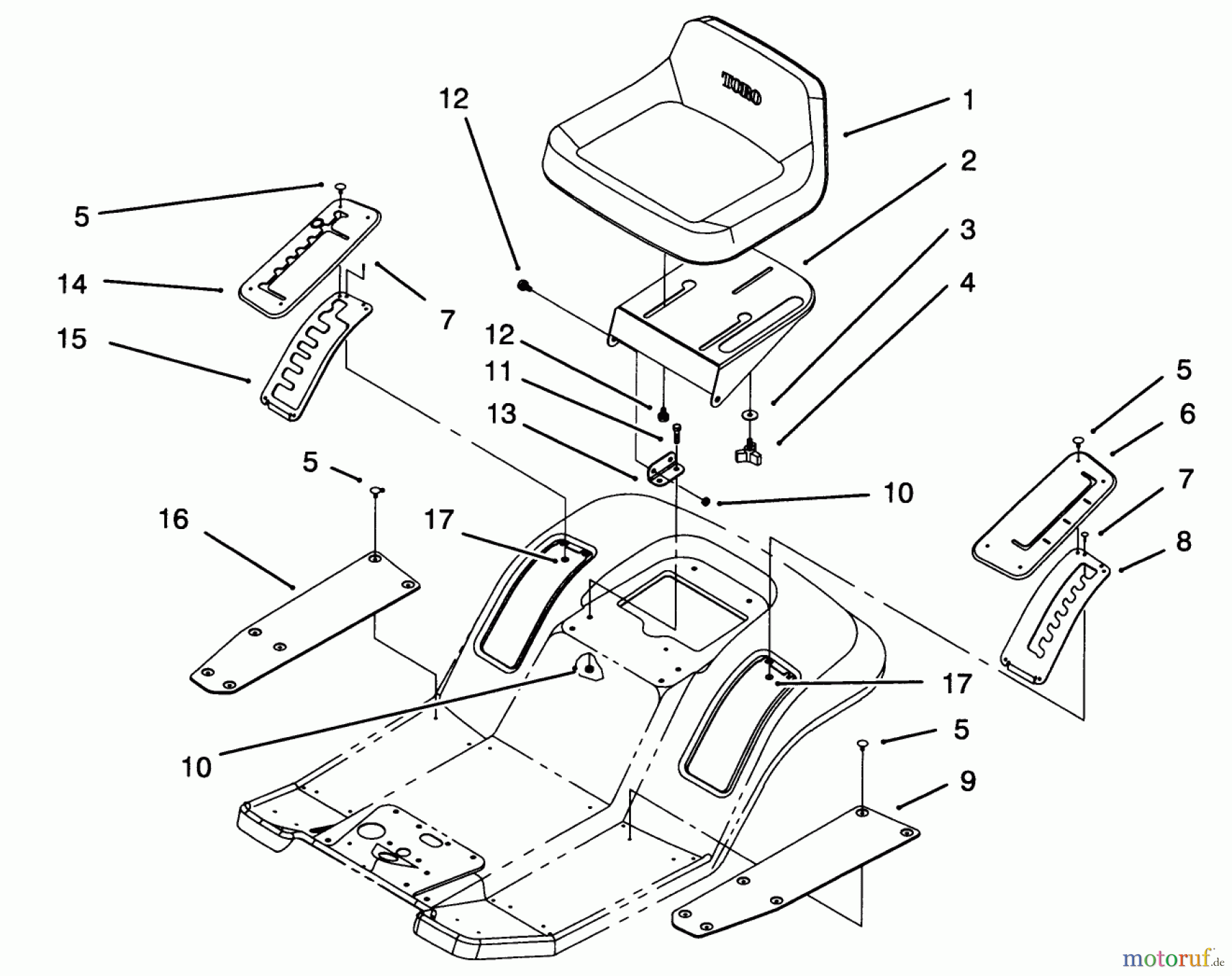  Toro Neu Mowers, Lawn & Garden Tractor Seite 1 71184 (12-38XL) - Toro 12-38XL Lawn Tractor, 1995 (5900001-5910000) SEAT ASSEMBLY