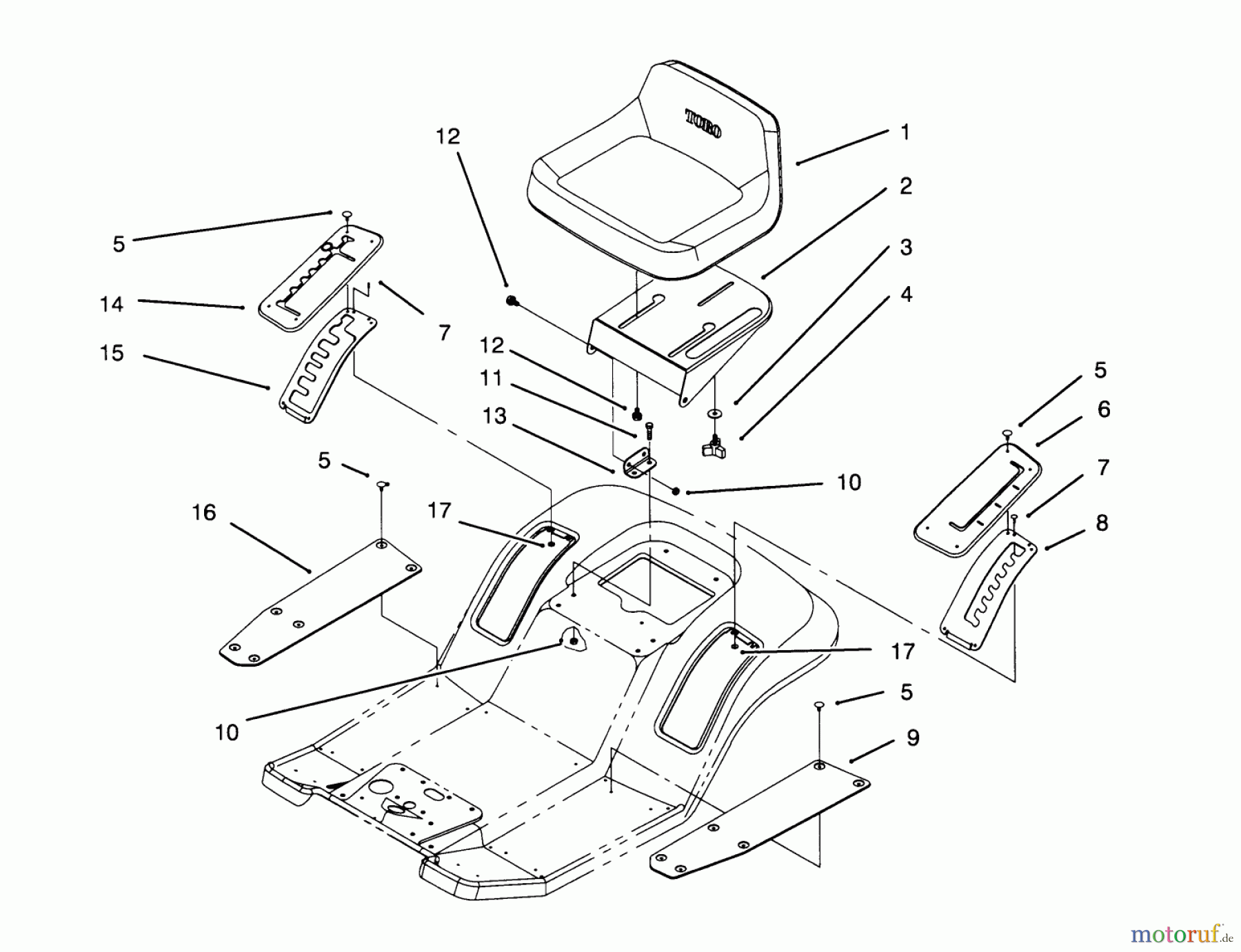  Toro Neu Mowers, Lawn & Garden Tractor Seite 1 71184 (12-38XL) - Toro 12-38XL Lawn Tractor, 1995 (5910001-5999999) SEAT ASSEMBLY