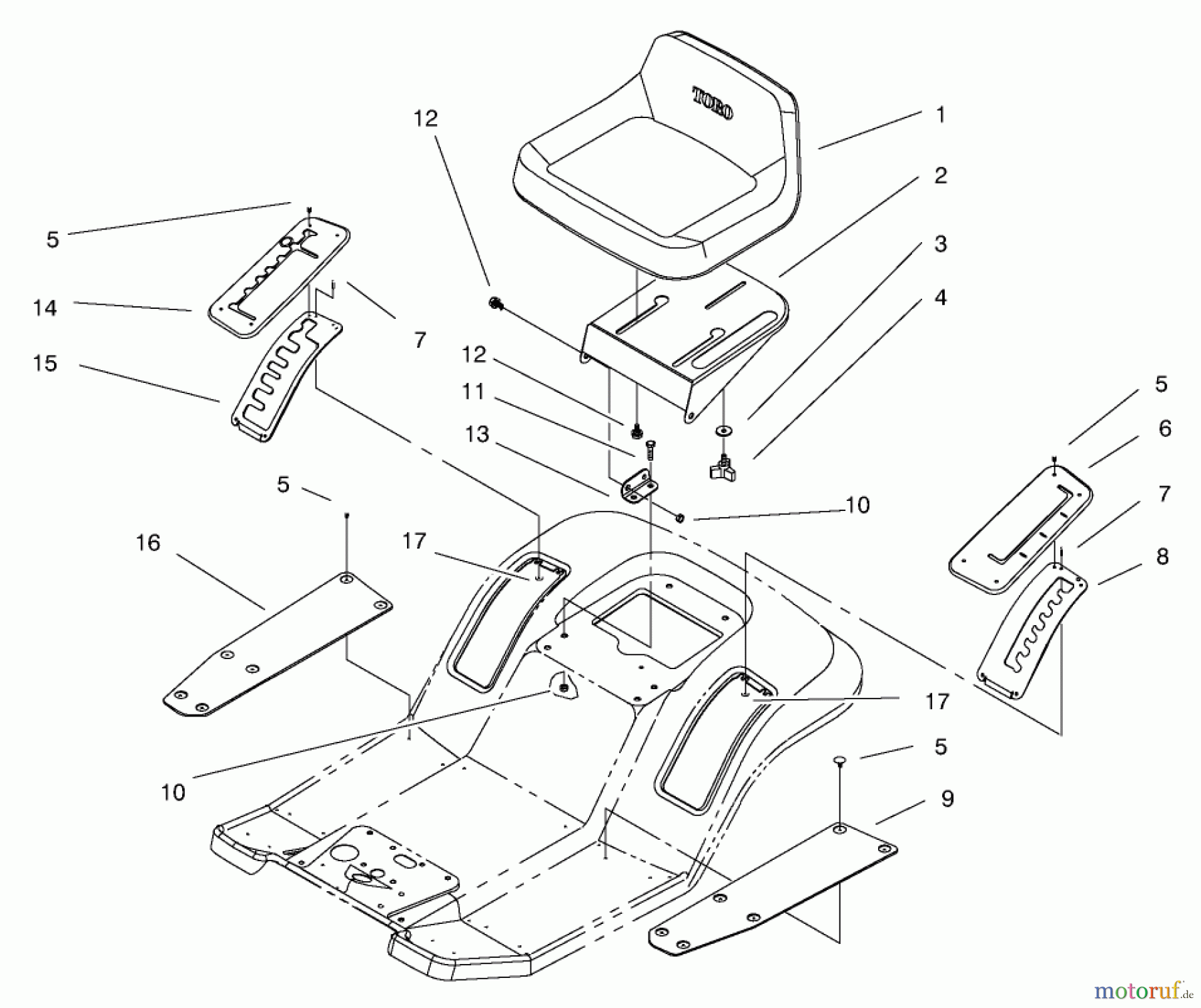  Toro Neu Mowers, Lawn & Garden Tractor Seite 1 71185 (13-38XL) - Toro 13-38XL Lawn Tractor, 1996 (6900001-6999999) SEAT ASSEMBLY