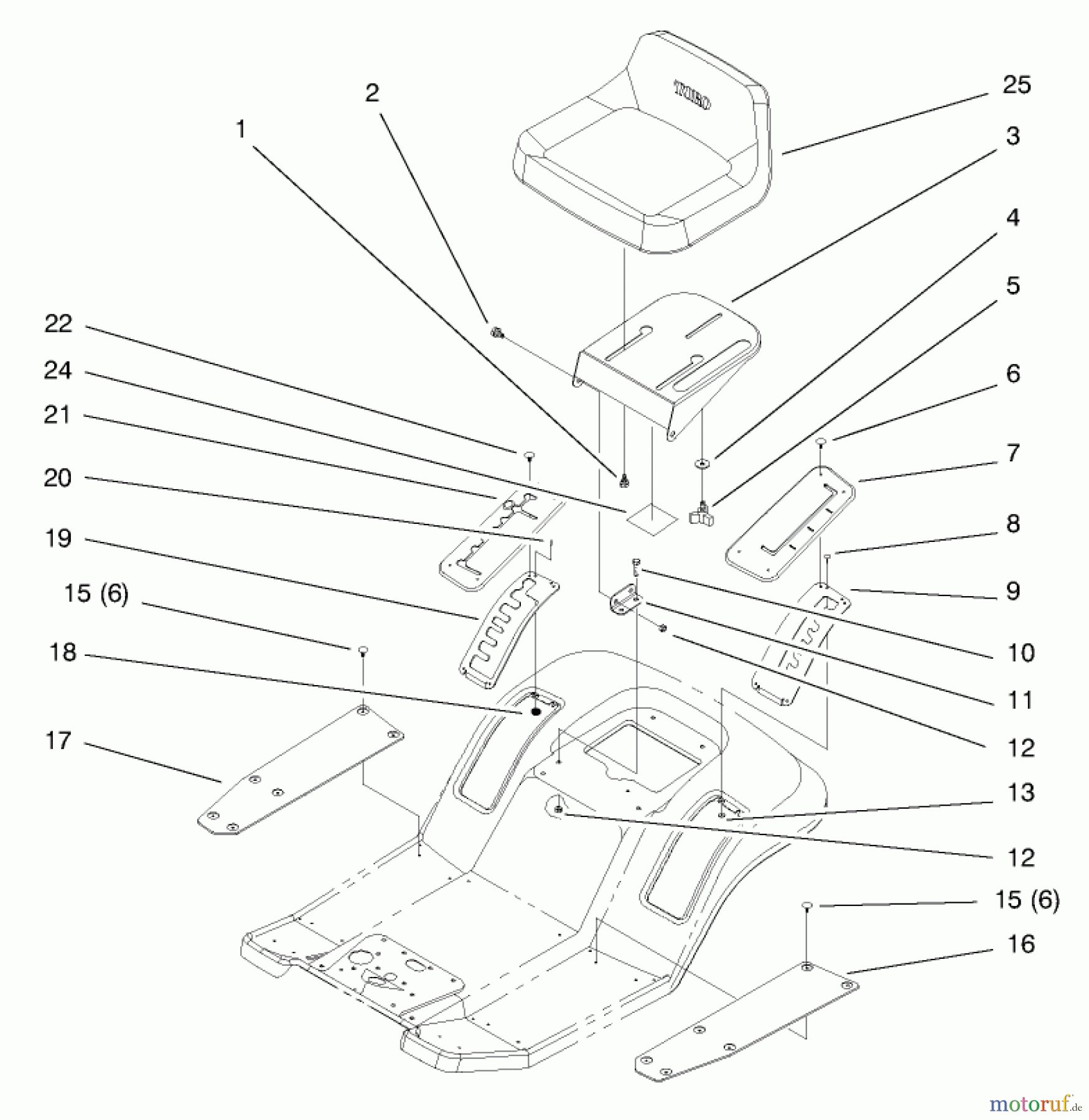  Toro Neu Mowers, Lawn & Garden Tractor Seite 1 71205 (13-38XL) - Toro 13-38XL Lawn Tractor, 1997 (79000001-79999999) SEAT ASSEMBLY