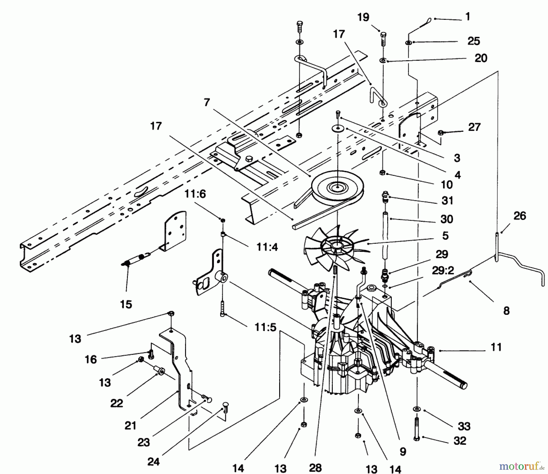  Toro Neu Mowers, Lawn & Garden Tractor Seite 1 71192 (15-44HXL) - Toro 15-44HXL Lawn Tractor, 1995 (5900001-5999999) TRANSAXLE ASSEMBLY