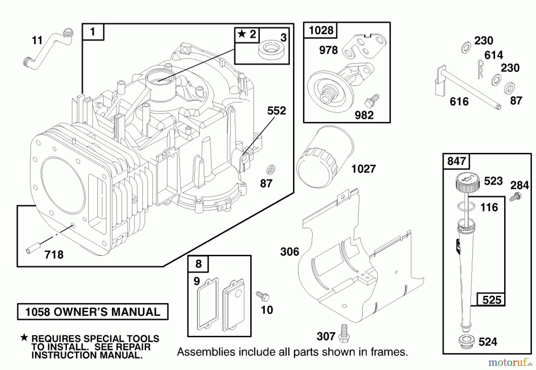  Toro Neu Mowers, Lawn & Garden Tractor Seite 1 71218 (16-44HXL) - Toro 16-44HXL Lawn Tractor, 1998 (8900001-8999999) ENGINE BRIGGS & STRATTON MODEL 28Q777-0668-E1 #1