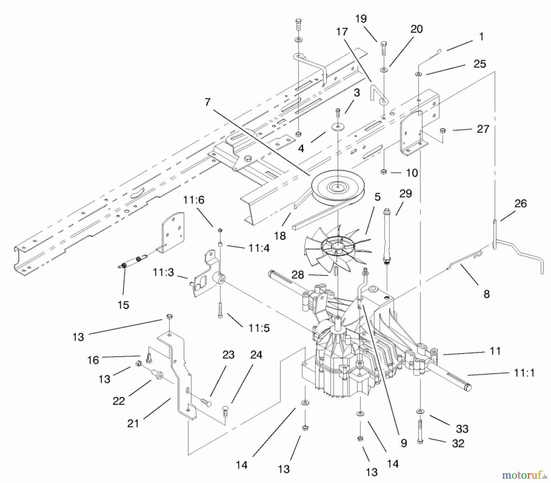  Toro Neu Mowers, Lawn & Garden Tractor Seite 1 71280 (17-44HXLE) - Toro 17-44HXLE Lawn Tractor, 2000 (200000001-200999999) HYDRO TRANSAXLE ASSEMBLY #1