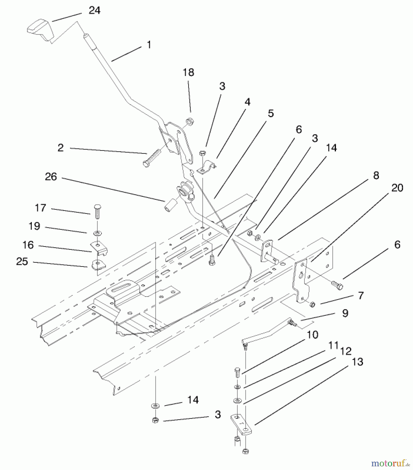  Toro Neu Mowers, Lawn & Garden Tractor Seite 1 71209 (13-32XLE) - Toro 13-32XLE Lawn Tractor, 2000 (200000001-200999999) SHIFTING COMPONENTS ASSEMBLY