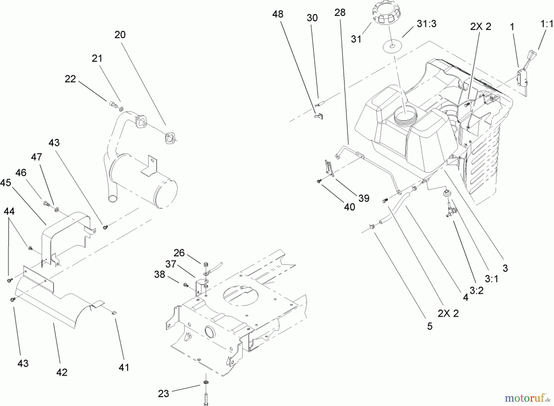  Toro Neu Mowers, Lawn & Garden Tractor Seite 1 71209 (XL 320) - Toro XL 320 Lawn Tractor, 2007 (270000001-270999999) ENGINE DRIVE, MUFFLER AND DRIVE ASSEMBLY