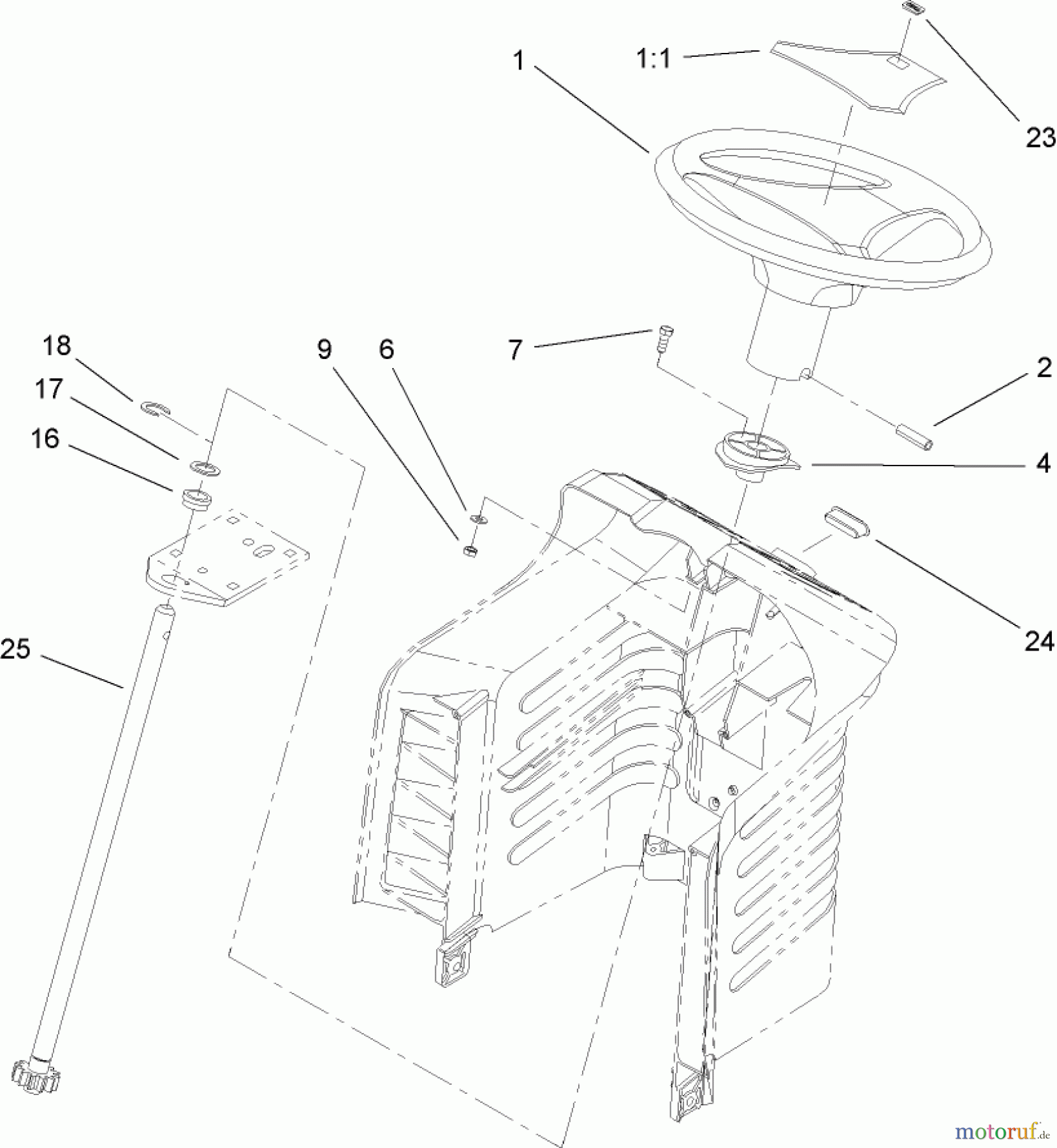  Toro Neu Mowers, Lawn & Garden Tractor Seite 1 71209 (XL 320) - Toro XL 320 Lawn Tractor, 2007 (270000001-270999999) FIXED STEERING ASSEMBLY