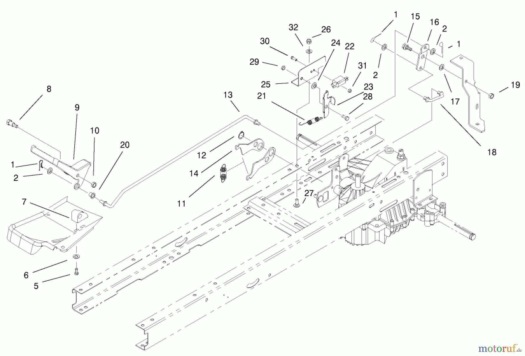  Toro Neu Mowers, Lawn & Garden Tractor Seite 1 71212 (17-44HXL) - Toro 17-44HXL Lawn Tractor, 2000 (200000001-200999999) HYDRO TRANSAXLE CONTROLS ASSEMBLY