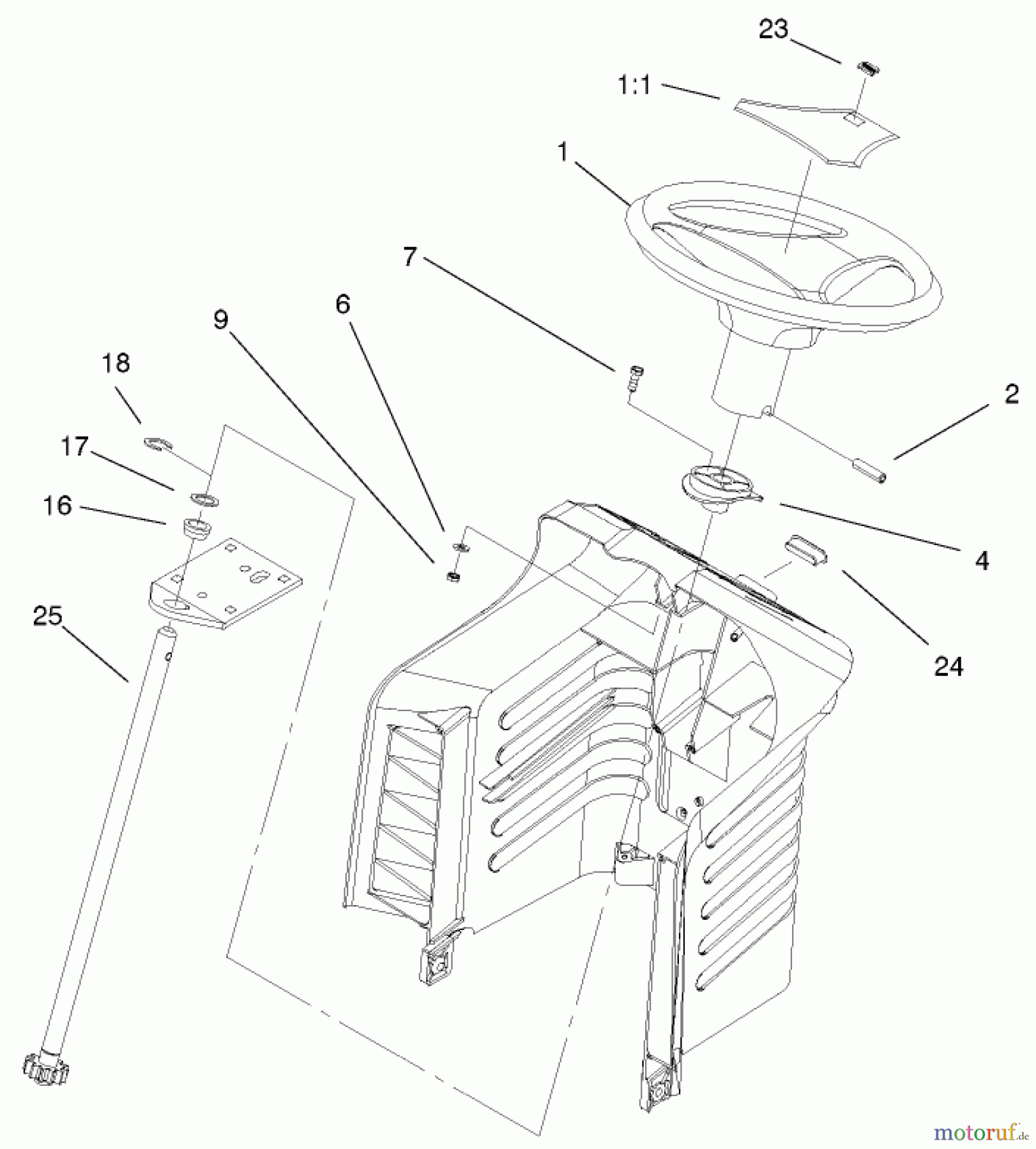  Toro Neu Mowers, Lawn & Garden Tractor Seite 1 71227 (16-38HXL) - Toro 16-38HXL Lawn Tractor, 2001 (210000001-210999999) FIXED STEERING ASSEMBLY