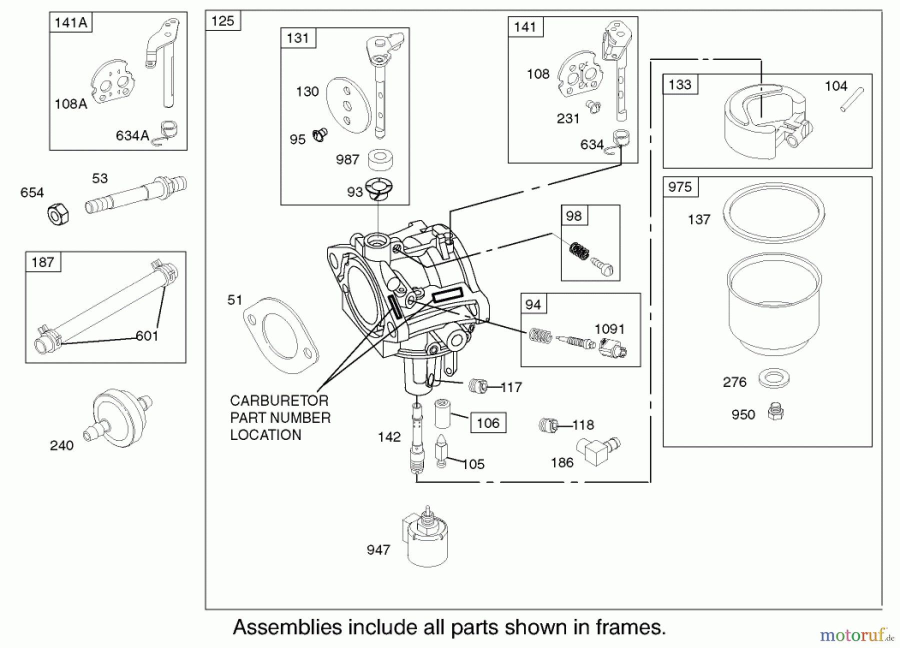  Toro Neu Mowers, Lawn & Garden Tractor Seite 1 71242 (16-38HXLE) - Toro 16-38HXLE Lawn Tractor, 2002 (220010001-220999999) CARBURETOR ASSEMBLY BRIGGS AND STRATTON MODEL 286H77-0121-E1