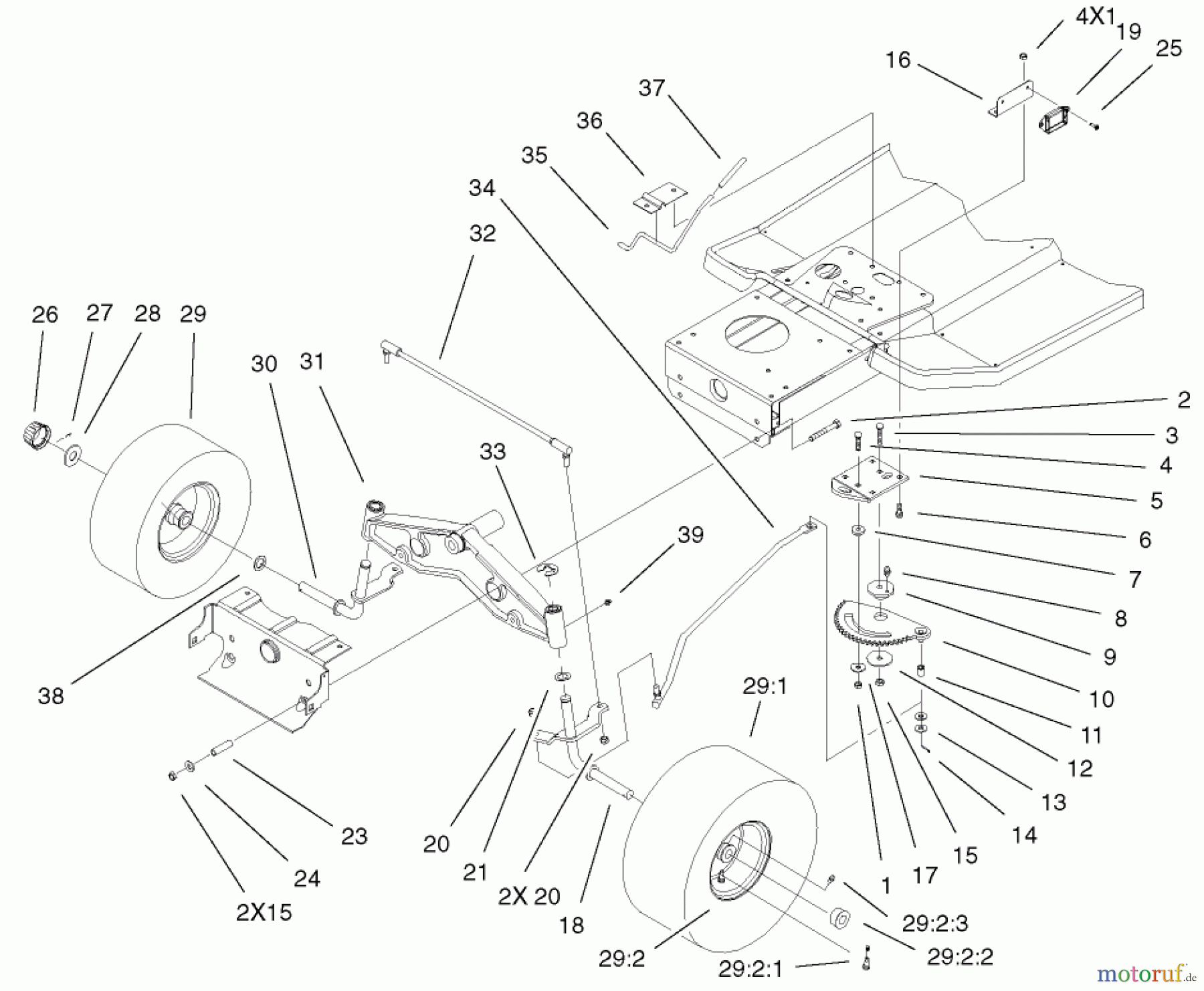  Toro Neu Mowers, Lawn & Garden Tractor Seite 1 71233 (17-44HXL) - Toro 17-44HXL Indy Special Edition Lawn Tractor, 2001 (210000001-210999999) STEERING ASSEMBLY #1