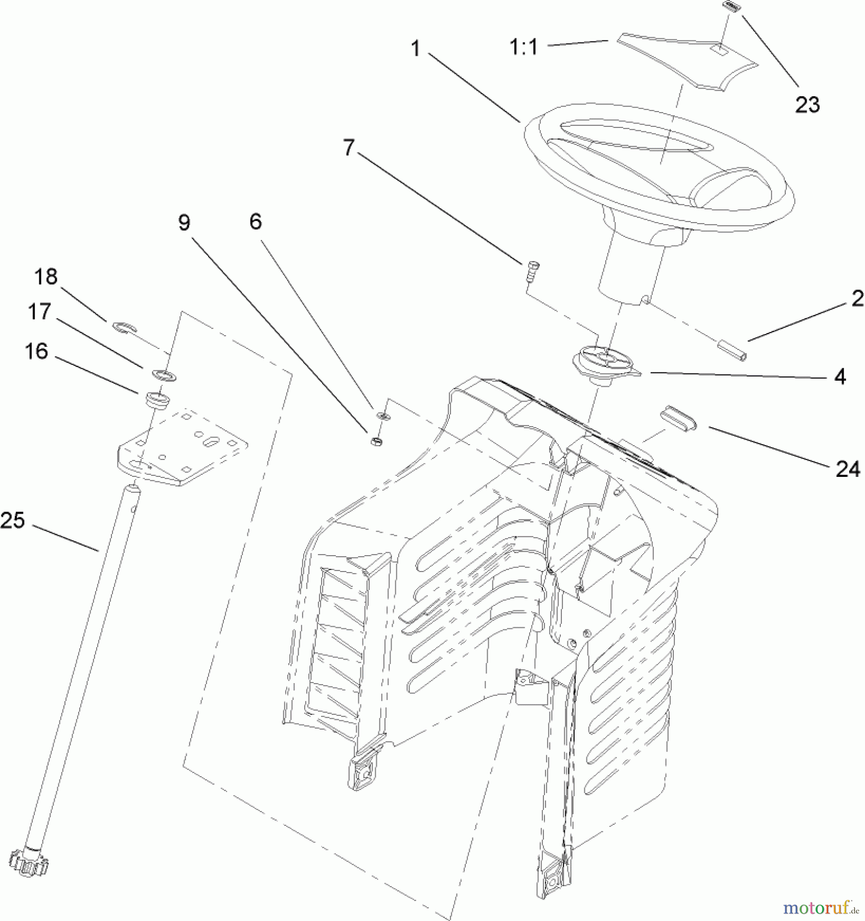  Toro Neu Mowers, Lawn & Garden Tractor Seite 1 71246 (XL 380H) - Toro XL 380H Lawn Tractor, 2006 (260000001-260999999) FIXED STEERING ASSEMBLY