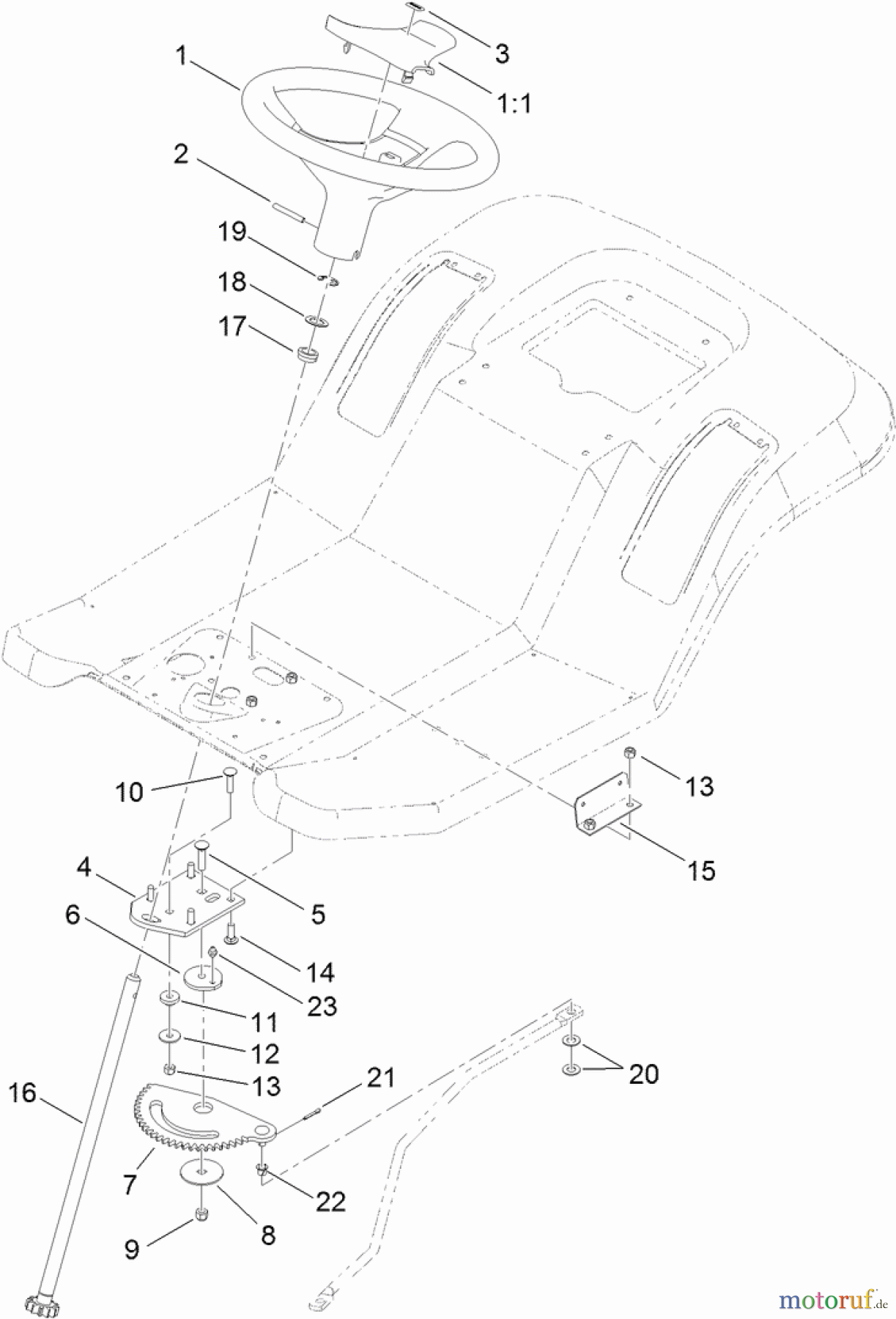  Toro Neu Mowers, Lawn & Garden Tractor Seite 1 71254 (XLS 380) - Toro XLS 380 Lawn Tractor, 2012 (SN 312000001-312999999) STEERING ASSEMBLY