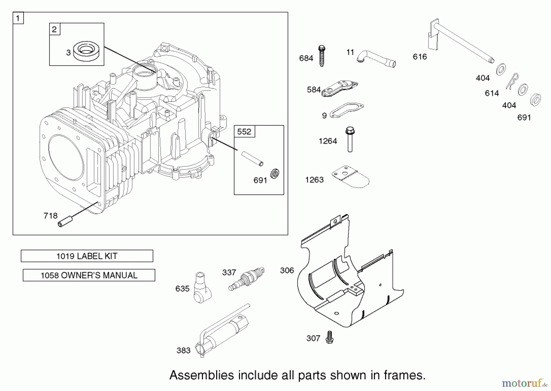  Toro Neu Mowers, Lawn & Garden Tractor Seite 1 71283 (17-44HXLE) - Toro 17-44HXLE Lawn Tractor, 2003 (230000001-230999999) CYLINDER ASSEMBLY  BRIGGS AND STRATTON 31F777-0123-E1