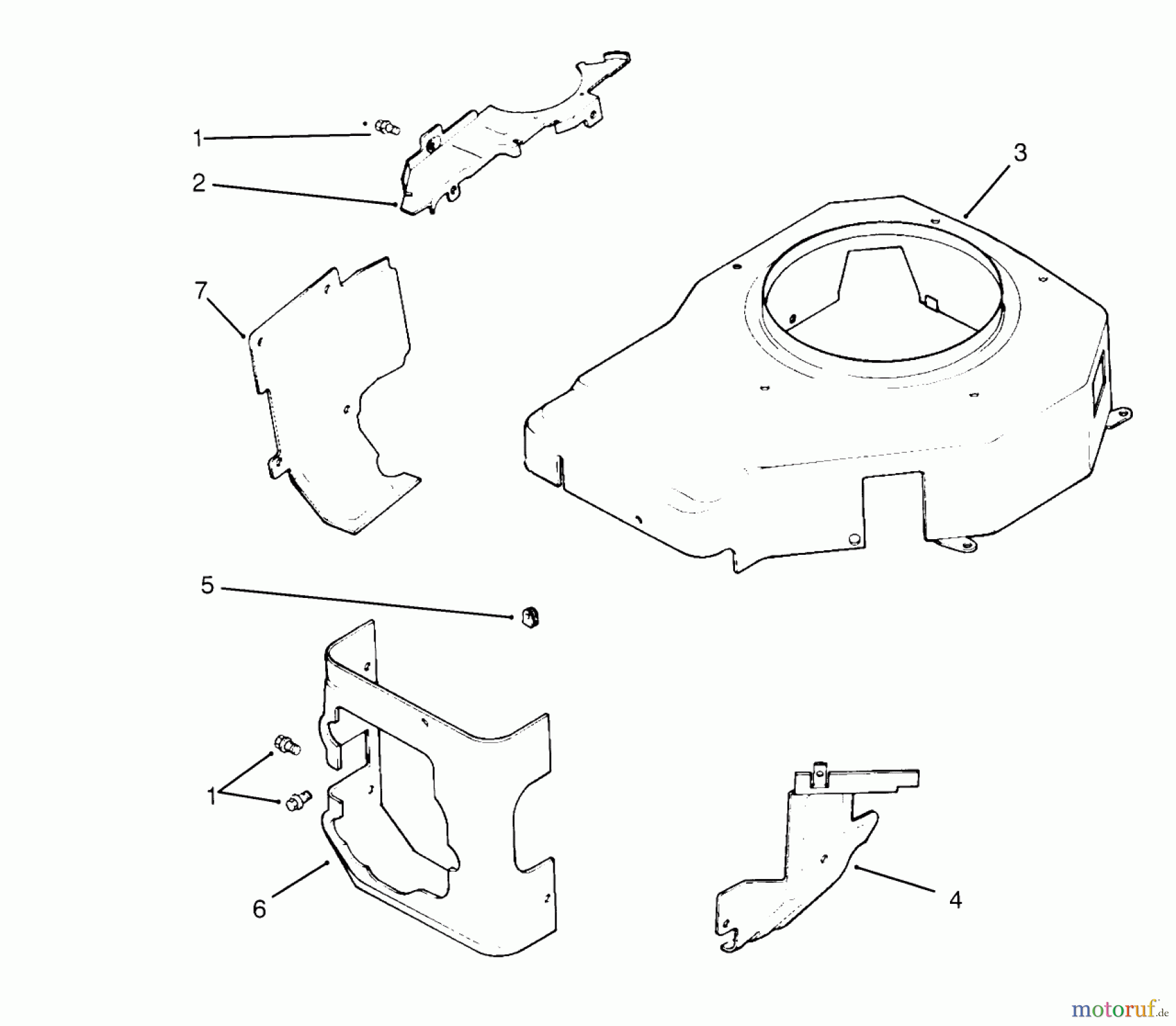  Toro Neu Mowers, Lawn & Garden Tractor Seite 1 72103 (268-H) - Toro 268-H Yard Tractor, 1995 (5900001-5900600) BLOWER HOUSING & BAFFLES (KOHLER ENGINE CV14S-PS1472)