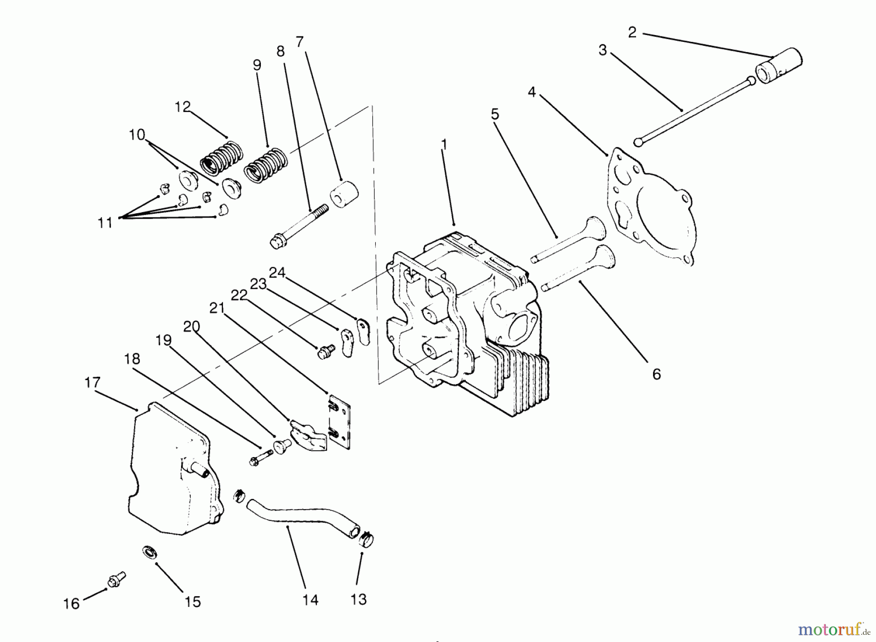  Toro Neu Mowers, Lawn & Garden Tractor Seite 1 72043 (264-H) - Toro 264-H Yard Tractor, 1995 (5900001-5901475) CYLINDER HEAD/VALVE/BREATHER (KOHLER ENGINE CV14S-PS1472)