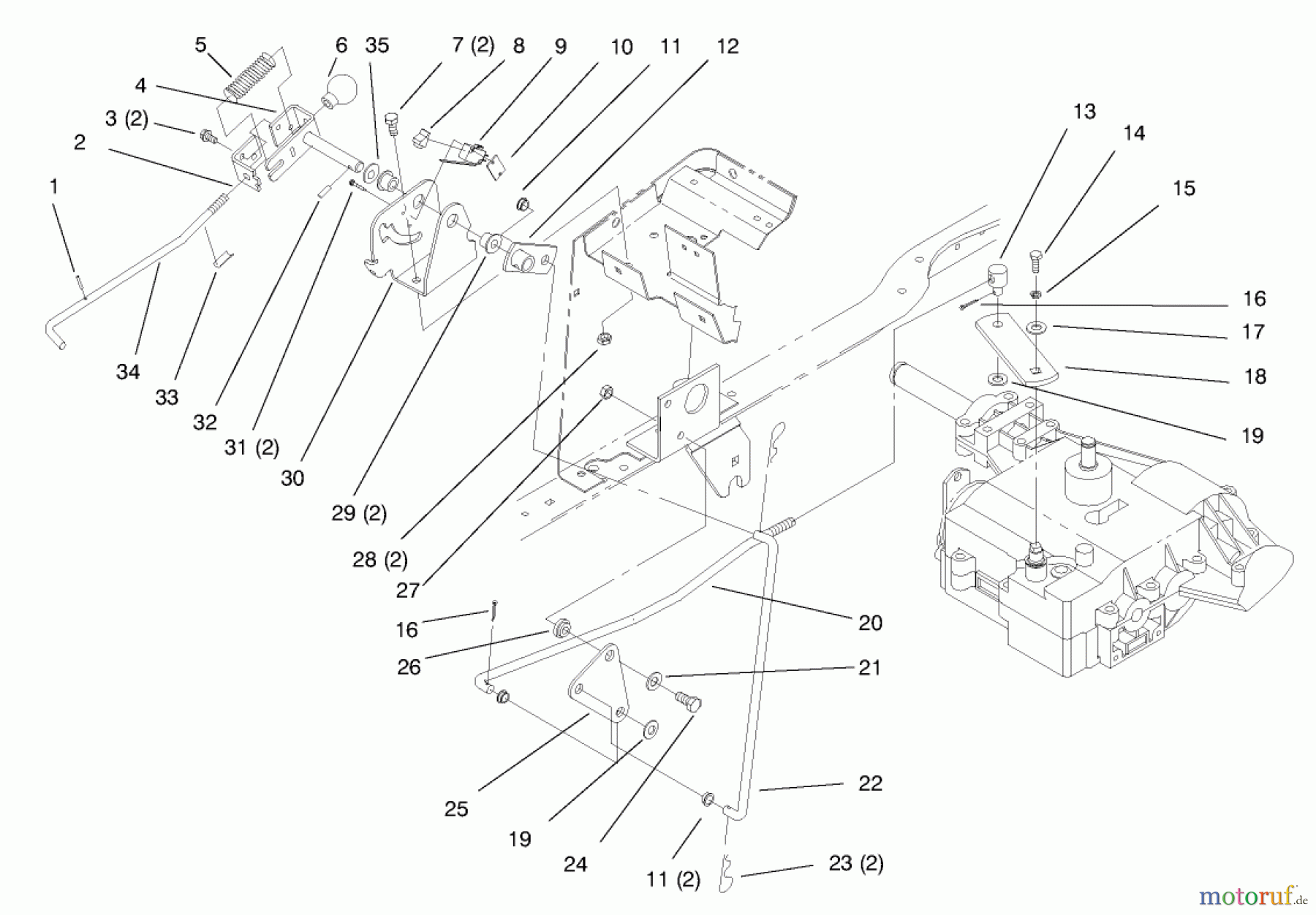  Toro Neu Mowers, Lawn & Garden Tractor Seite 1 72045 (265-6) - Toro 265-6 Lawn and Garden Tractor, 1998 (8900001-8900399) GEAR SHIFT LINKAGE