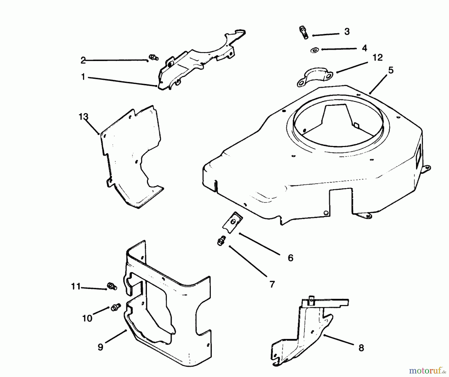  Toro Neu Mowers, Lawn & Garden Tractor Seite 1 72045 (265-6) - Toro 265-6 Yard Tractor, 1996 (6900001-6999999) BLOWER HOUSING & BAFFLES