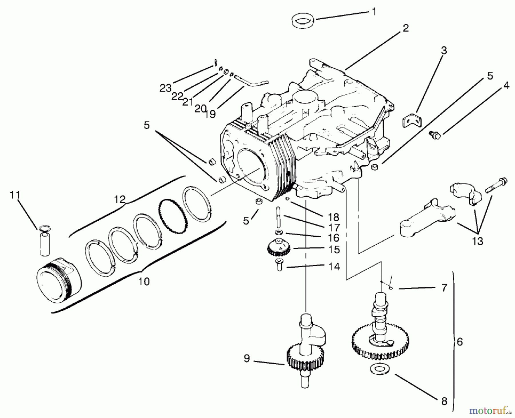  Toro Neu Mowers, Lawn & Garden Tractor Seite 1 72064 (265-H) - Toro 265-H Lawn and Garden Tractor, 1997 (7900001-7999999) CRANKCASE