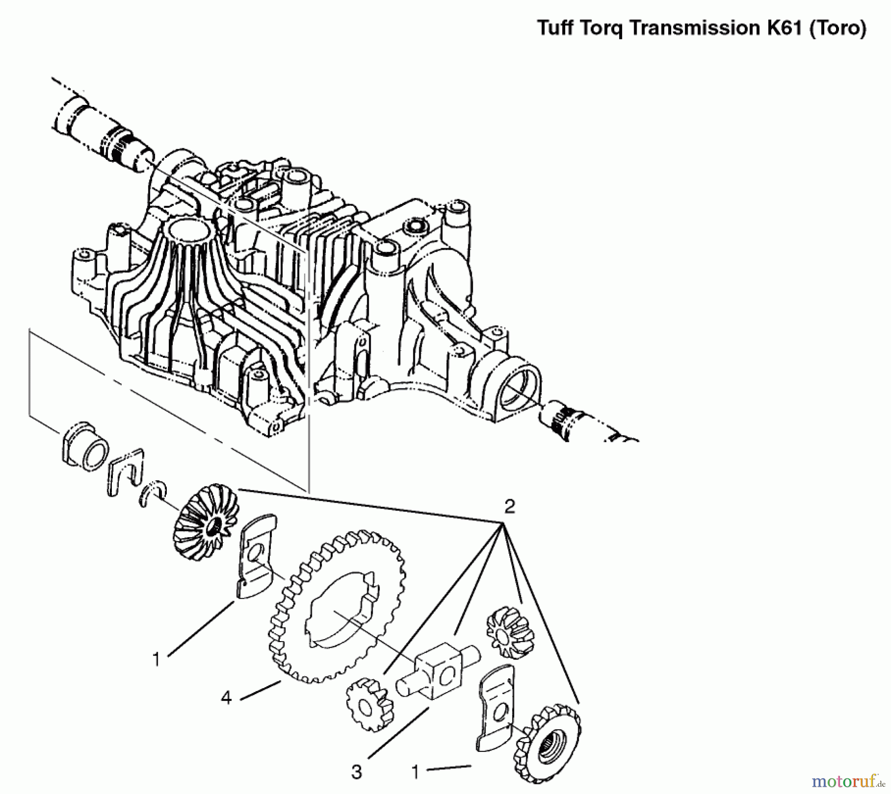  Toro Neu Mowers, Lawn & Garden Tractor Seite 1 72070 (265-H) - Toro 265-H Lawn and Garden Tractor, 1999 (9900001-9999999) DIFFERENTIAL GEAR