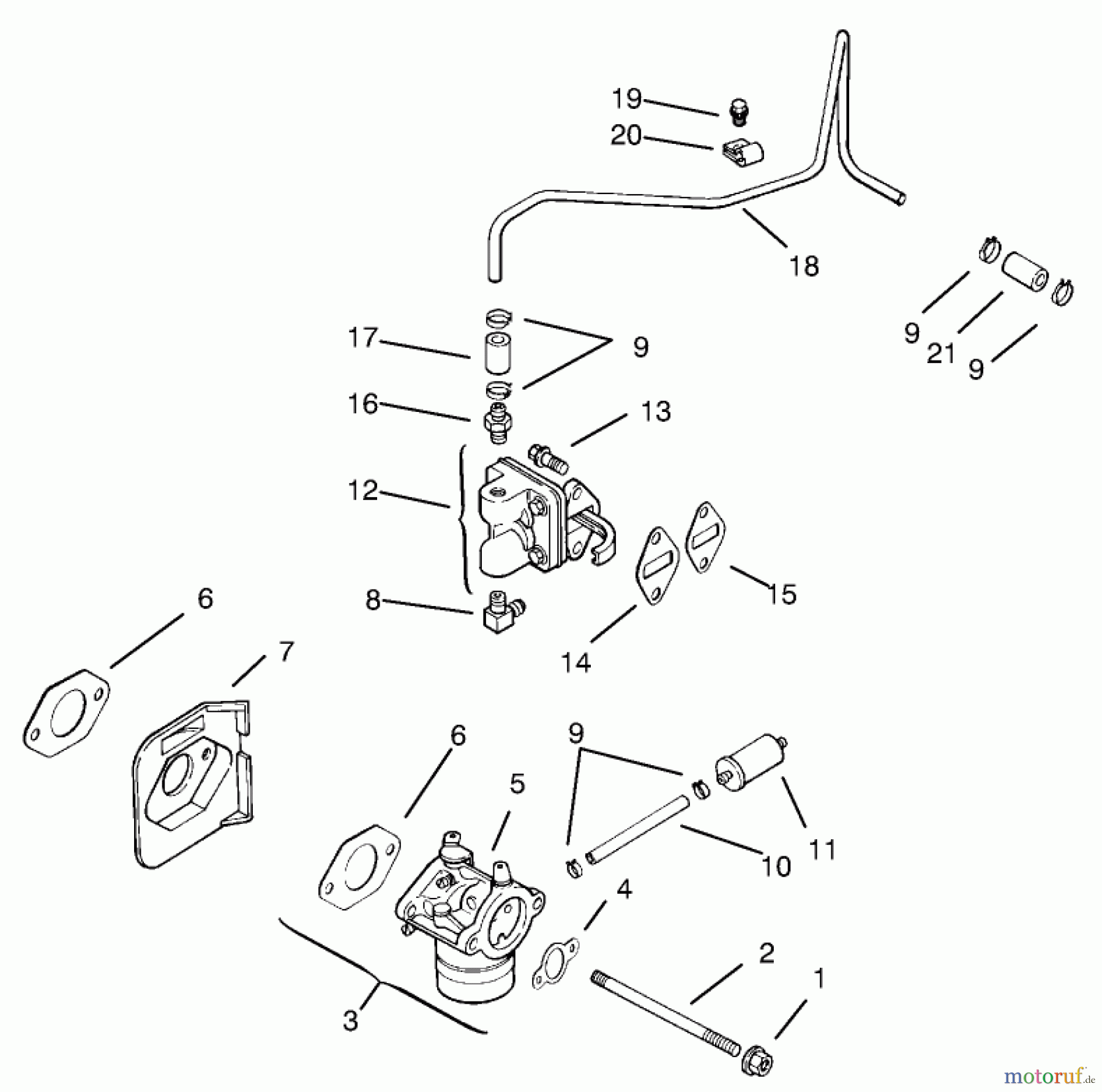  Toro Neu Mowers, Lawn & Garden Tractor Seite 1 72072 (266-HE) - Toro 266-HE Lawn and Garden Tractor, 2001 (210000001-210999999) FUEL SYSTEM ASSEMBLY KOHLER MODELS CV460S-26505 AND CV460S-26506