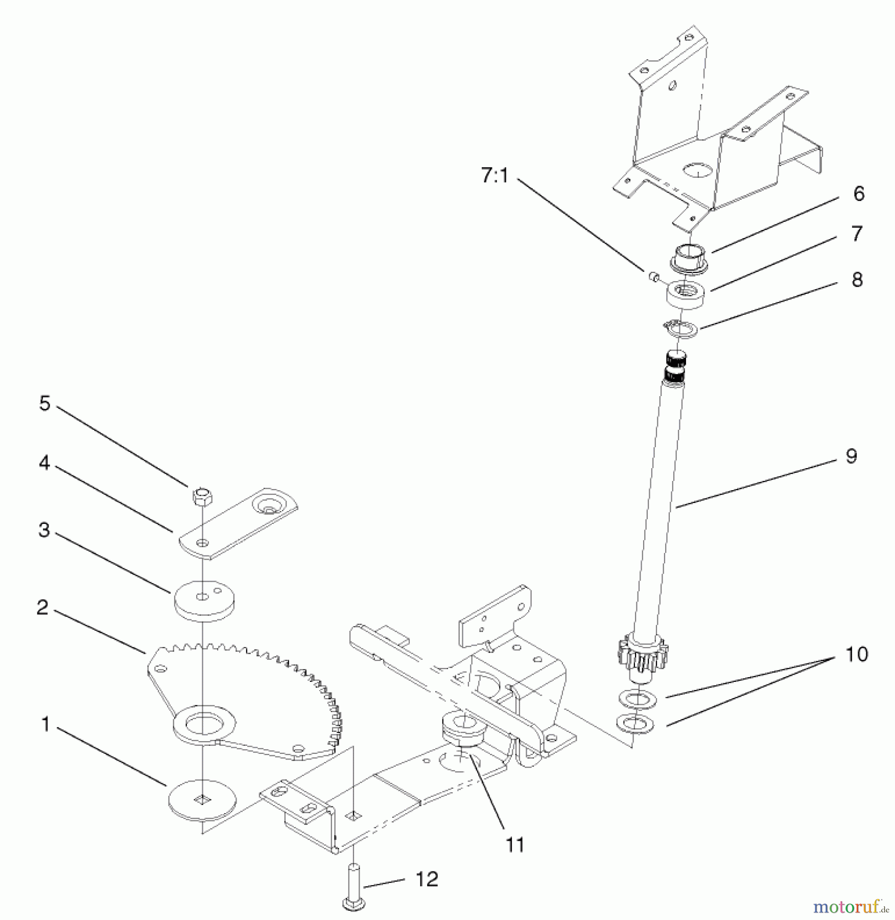 Toro Neu Mowers, Lawn & Garden Tractor Seite 1 72072 (266-HE) - Toro 266-HE Lawn and Garden Tractor, 2002 (220000001-220999999) LOWER STEERING ASSEMBLY