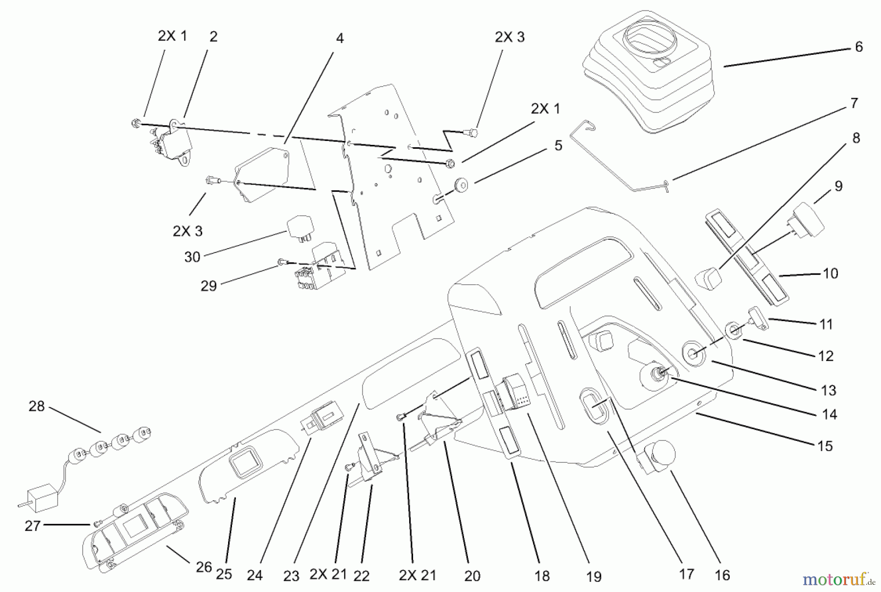  Toro Neu Mowers, Lawn & Garden Tractor Seite 1 72202 (419XT) - Toro 419XT Garden Tractor, 2003 (230000001-230999999) DASH ASSEMBLY