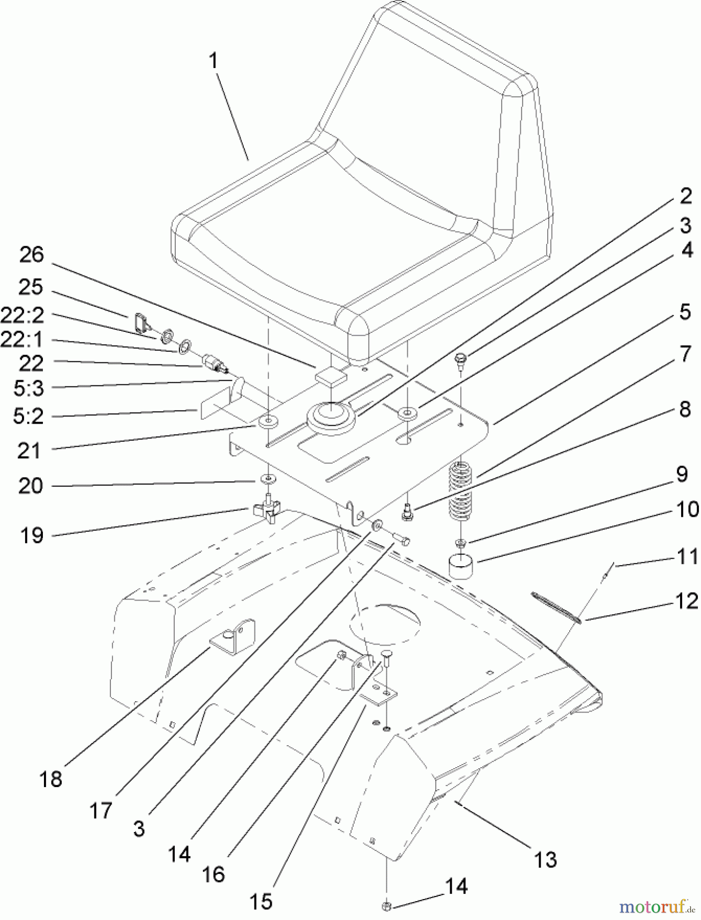  Toro Neu Mowers, Lawn & Garden Tractor Seite 1 72211 (420) - Toro 420 Garden Tractor, 2005 (250000001-250999999) SEAT ASSEMBLY