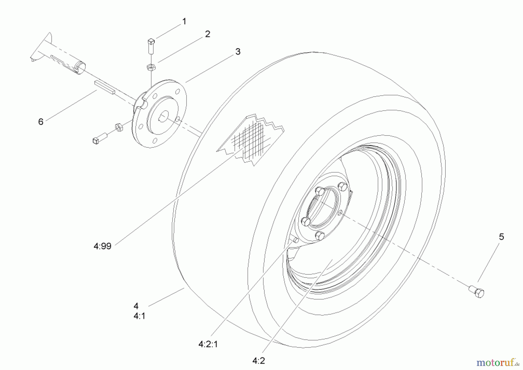  Toro Neu Mowers, Lawn & Garden Tractor Seite 1 72212 (430) - Toro 430 Garden Tractor, 2005 (250000001-250999999) REAR WHEEL ASSEMBLY