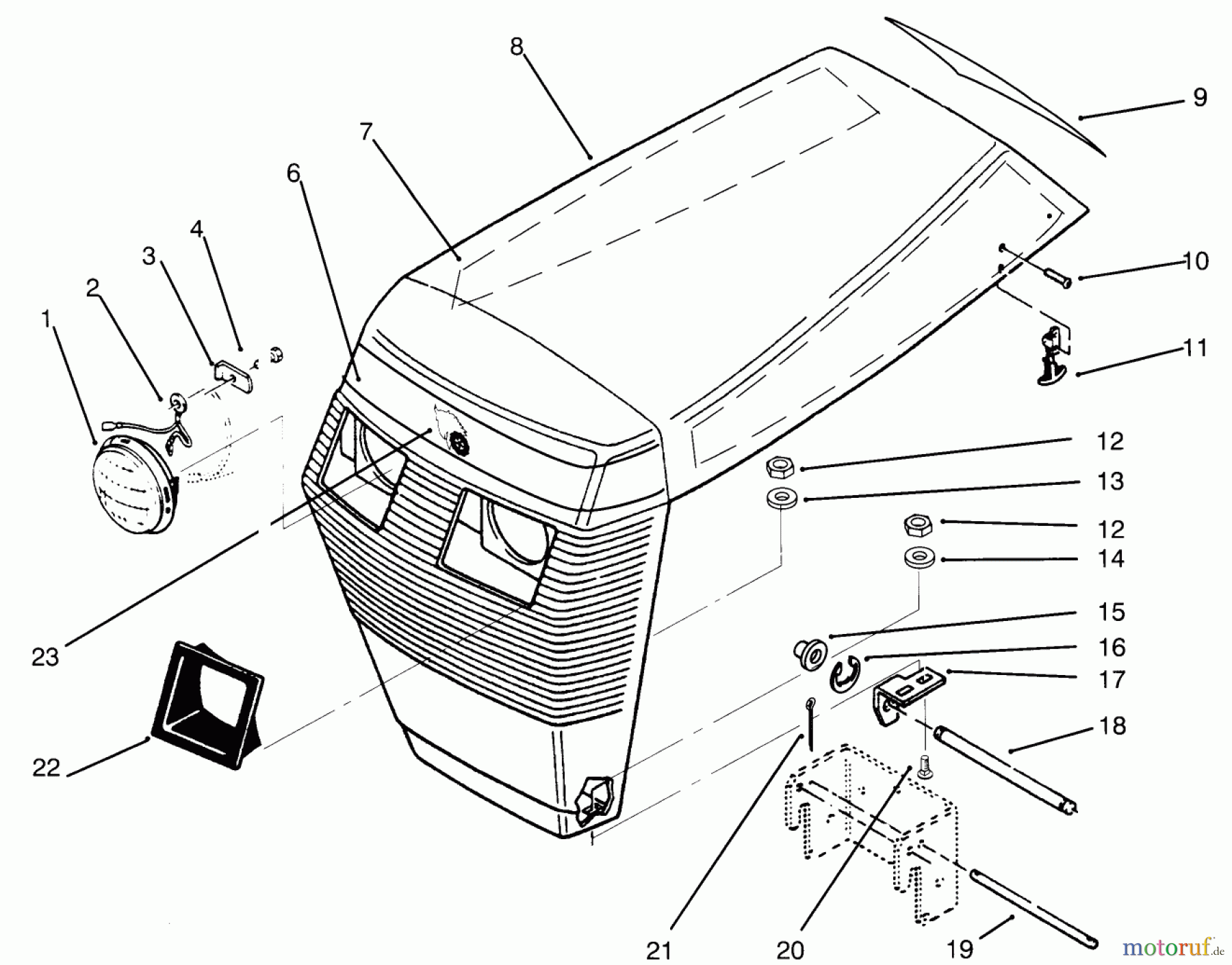  Toro Neu Mowers, Lawn & Garden Tractor Seite 1 73362 (312-8) - Toro 312-8 Garden Tractor, 1994 (4900001-4999999) HOOD ASSEMBLY