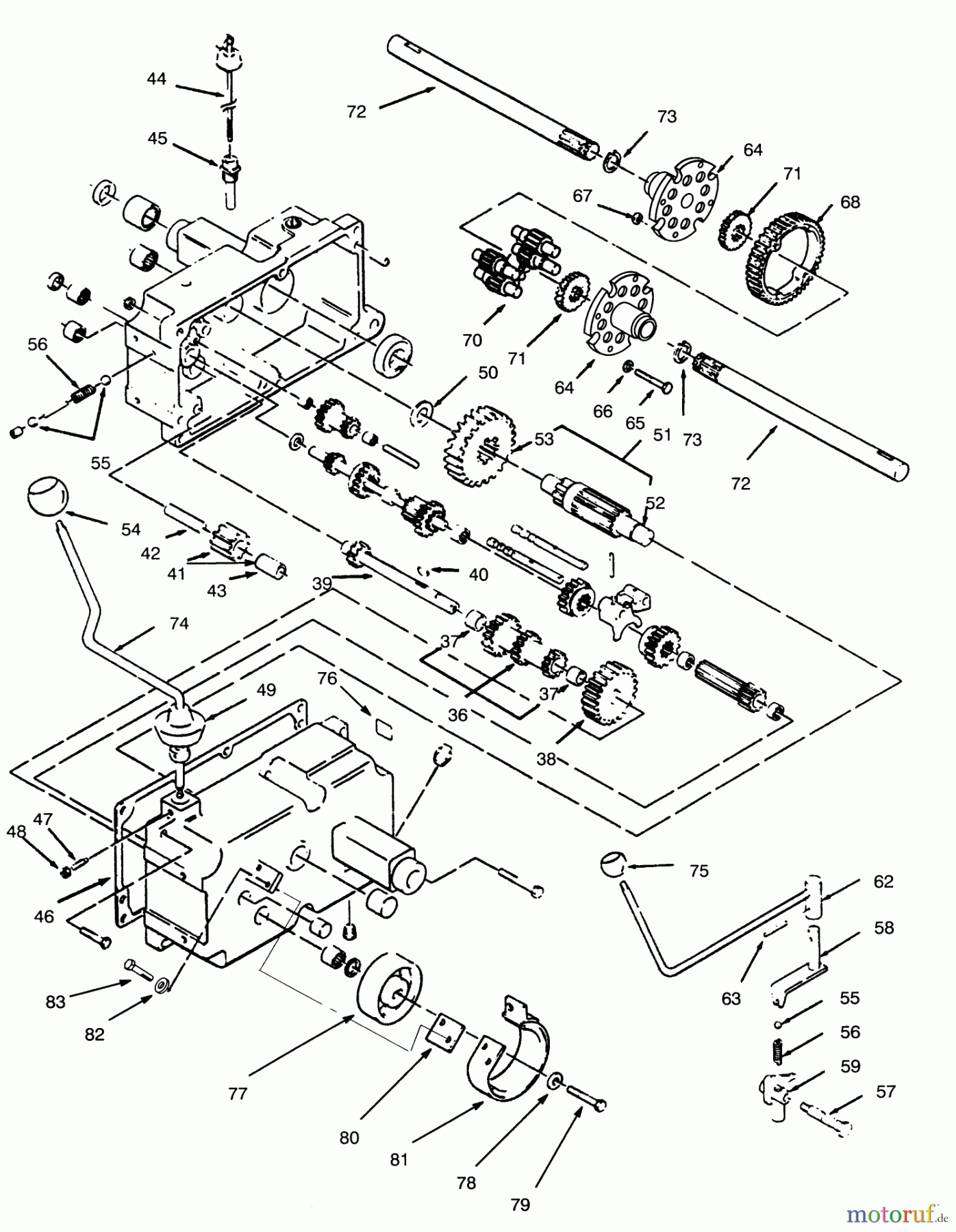  Toro Neu Mowers, Lawn & Garden Tractor Seite 1 73440 (416-8) - Toro 416-8 Garden Tractor, 1994 (4900001-4999999) TRANSMISSION 8-SPEED #2