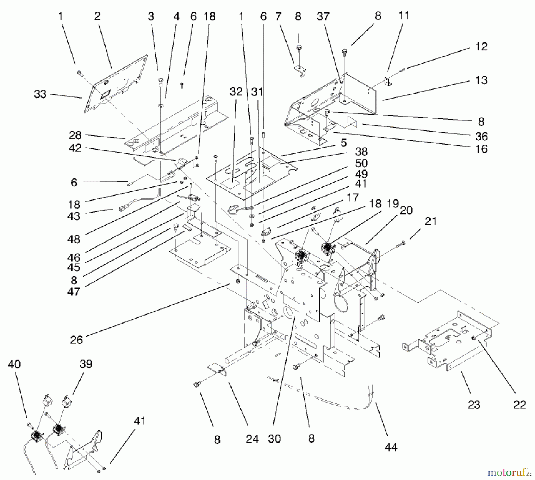  Toro Neu Mowers, Lawn & Garden Tractor Seite 1 73449 (314-8) - Toro 314-8 Garden Tractor, 1999 (9900001-9999999) HOODSTAND, CONSOLE ASSEMBLY