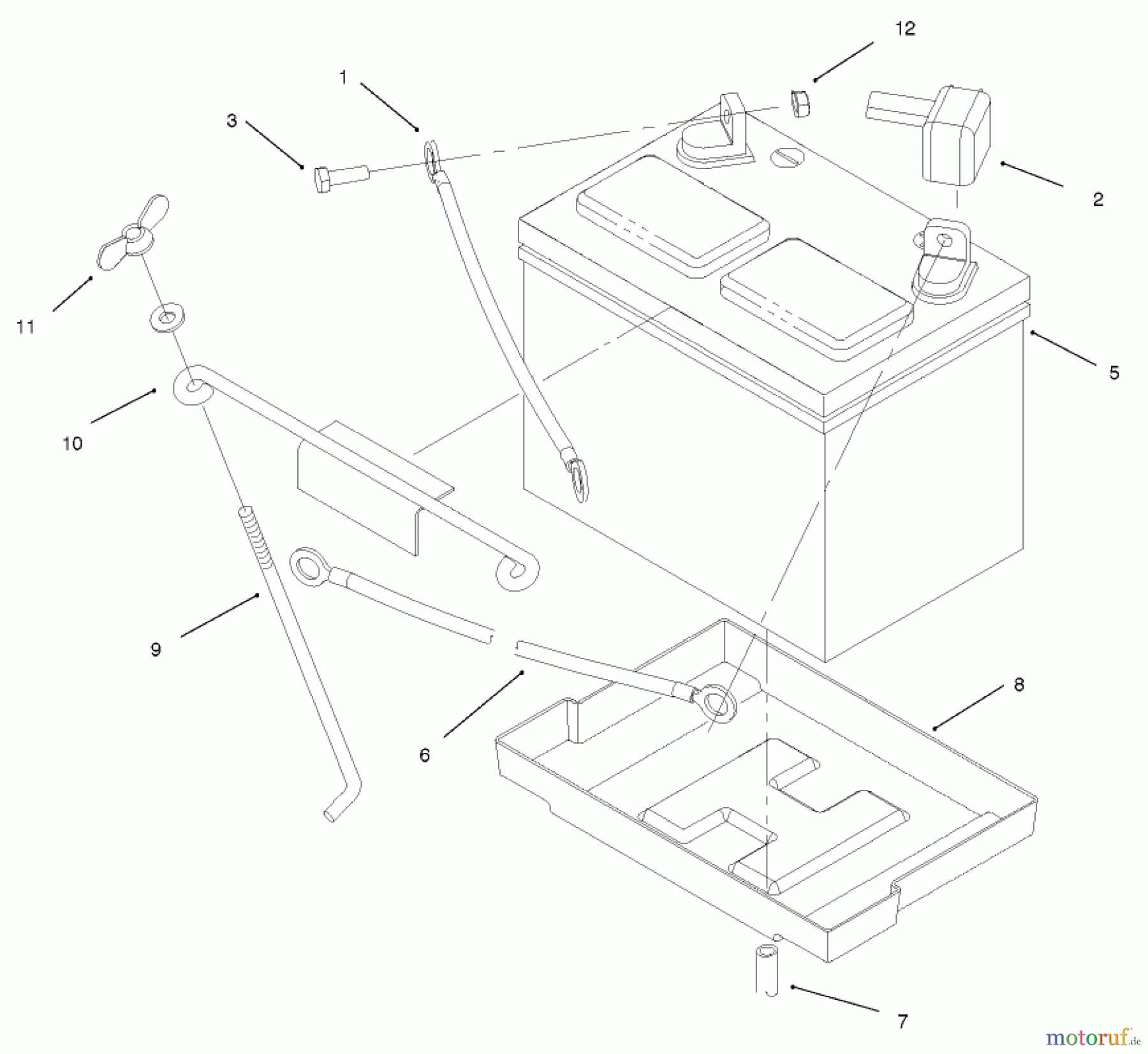  Toro Neu Mowers, Lawn & Garden Tractor Seite 1 73448 (314-8) - Toro 314-8 Garden Tractor, 1998 (8900001-8900499) BATTERY ASSEMBLY