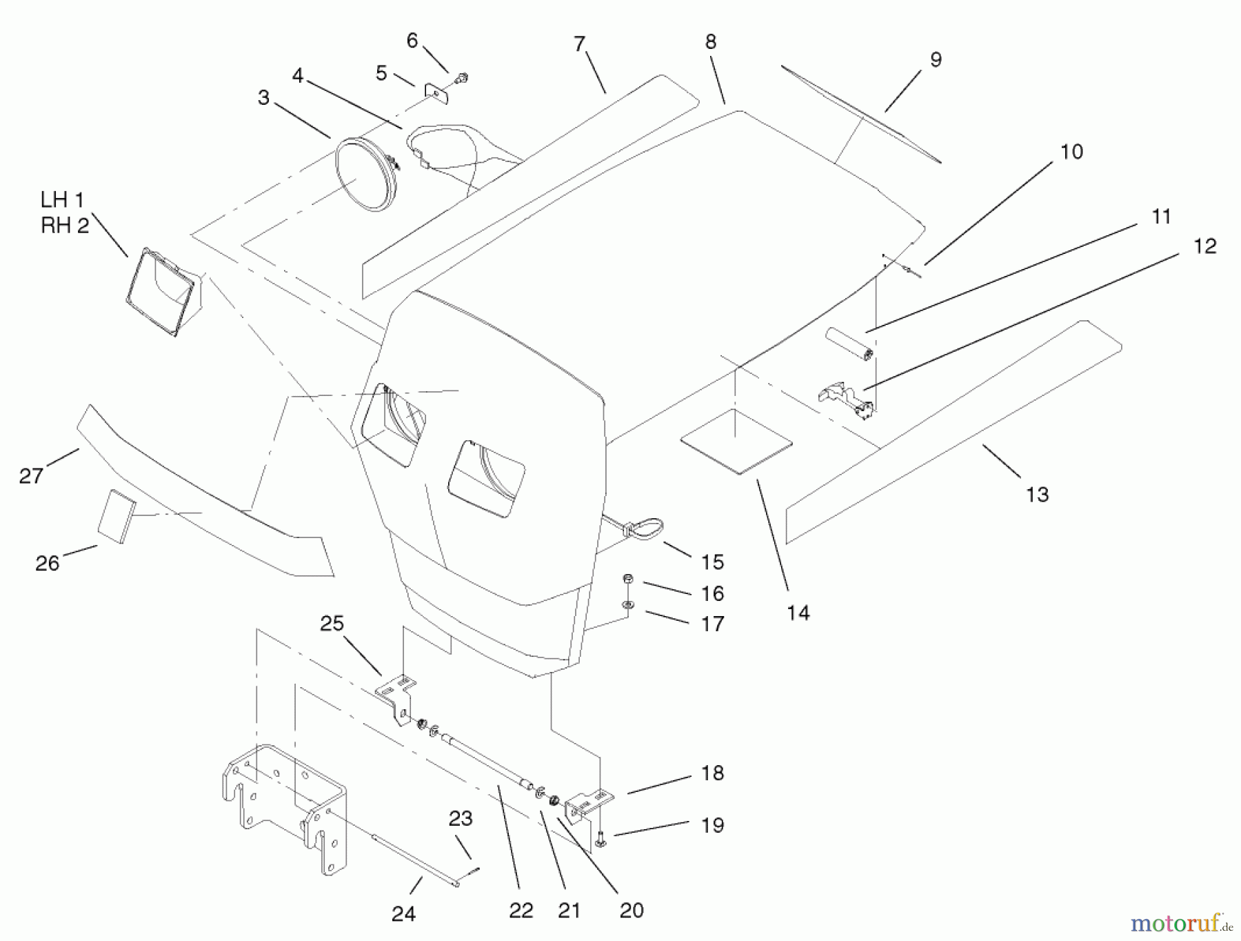  Toro Neu Mowers, Lawn & Garden Tractor Seite 1 73450 (315-8) - Toro 315-8 Garden Tractor, 2004 (240000001-240999999) HOOD ASSEMBLY