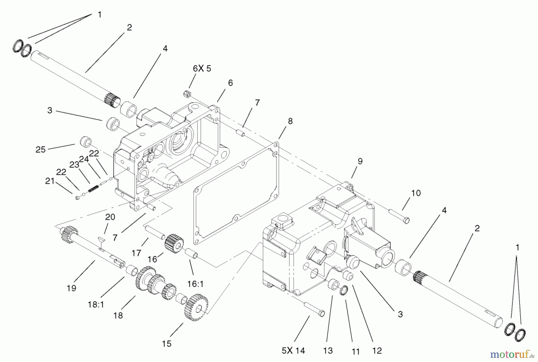  Toro Neu Mowers, Lawn & Garden Tractor Seite 1 73450 (315-8) - Toro 315-8 Garden Tractor, 2003 (230000001-230999999) TRANSMISSION CASE ASSEMBLY