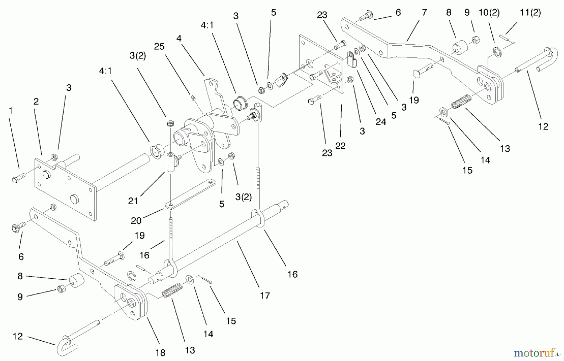  Toro Neu Mowers, Lawn & Garden Tractor Seite 1 73541 (520xi) - Toro 520xi Garden Tractor, 1998 (8900001-8999999) HYDRO LIFT LOWER ASSEMBLY