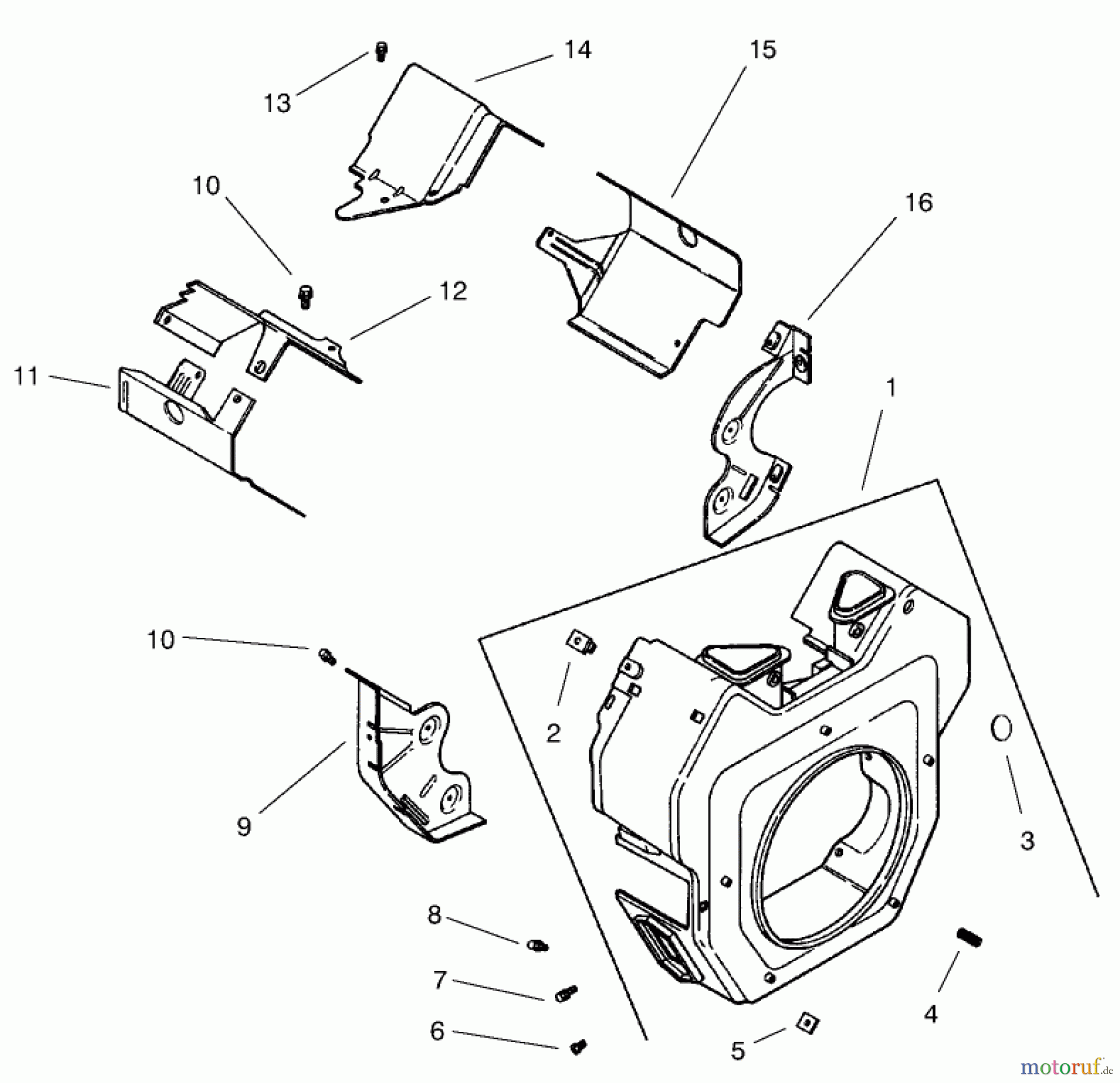  Toro Neu Mowers, Lawn & Garden Tractor Seite 1 73471 (518xi) - Toro 518xi Garden Tractor, 1999 (9900001-9999999) GROUP 6-BLOWER HOUSING & BAFFLES (MODEL 73542 & 73570)