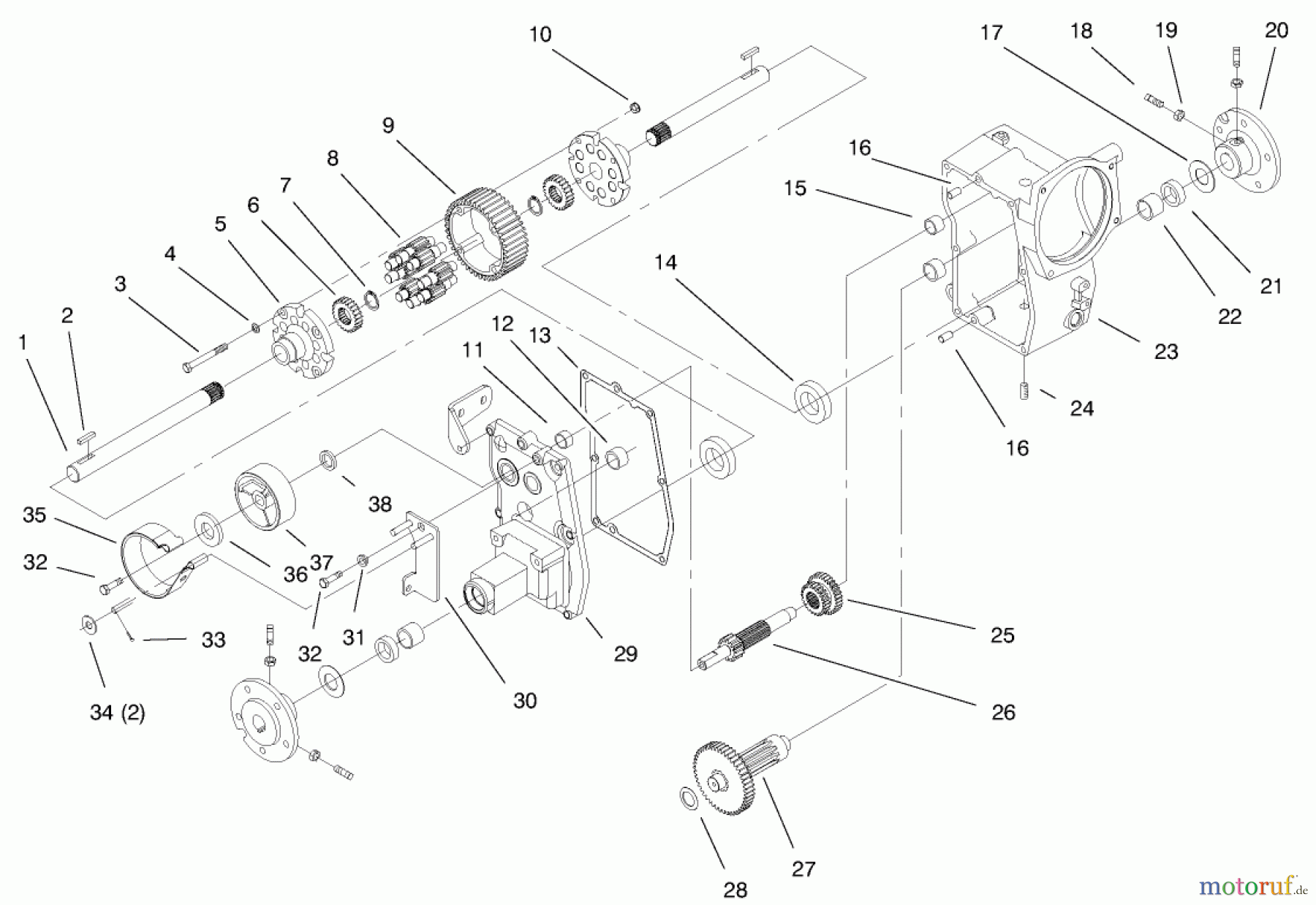  Toro Neu Mowers, Lawn & Garden Tractor Seite 1 73471 (518xi) - Toro 518xi Garden Tractor, 1999 (9900001-9999999) HYDRO TRANSAXLE ASSEMBLY #1