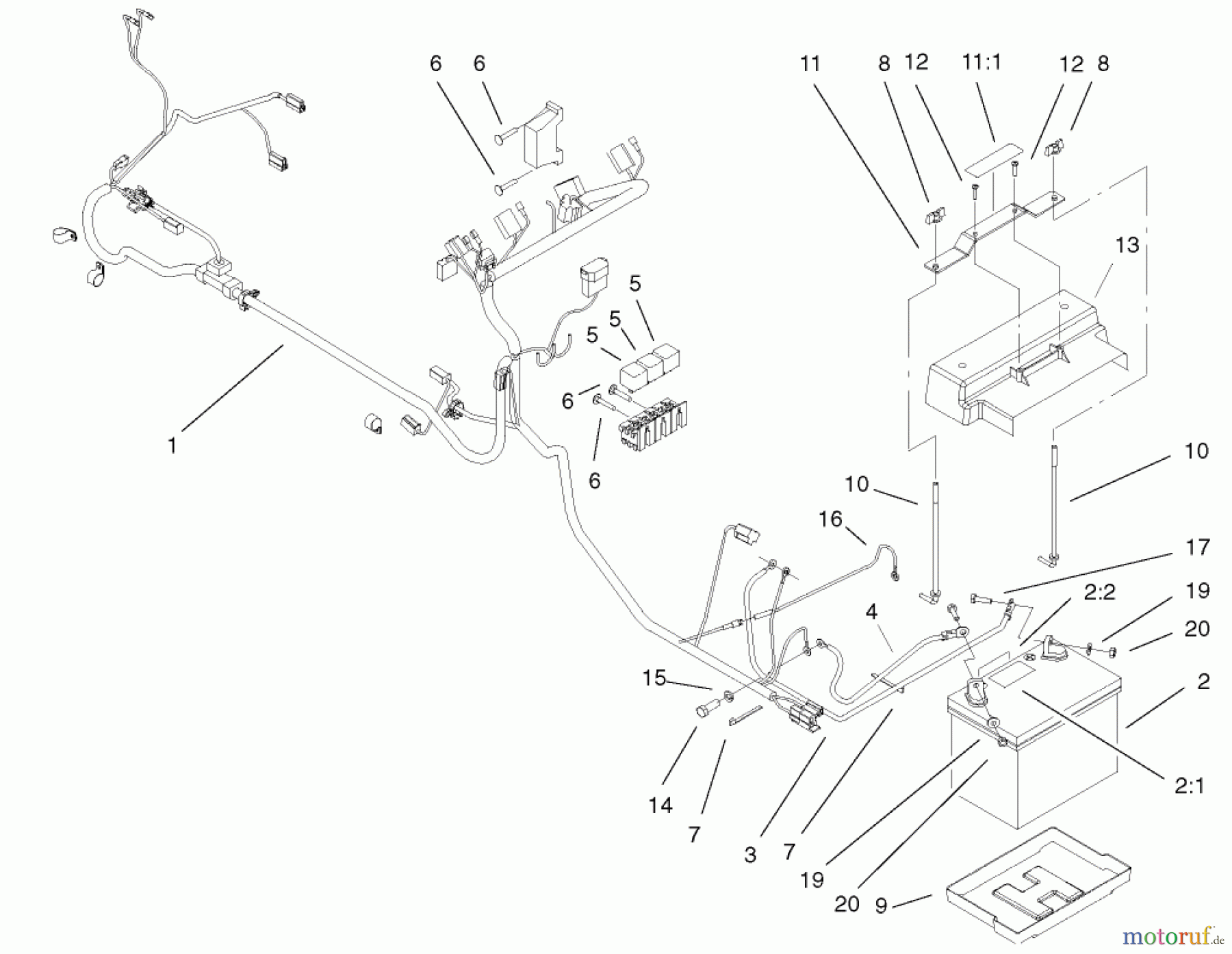  Toro Neu Mowers, Lawn & Garden Tractor Seite 1 73542 (520xi) - Toro 520xi Garden Tractor, 2001 (210000001-210999999) ELECTRICAL 22HP ASSEMBLY